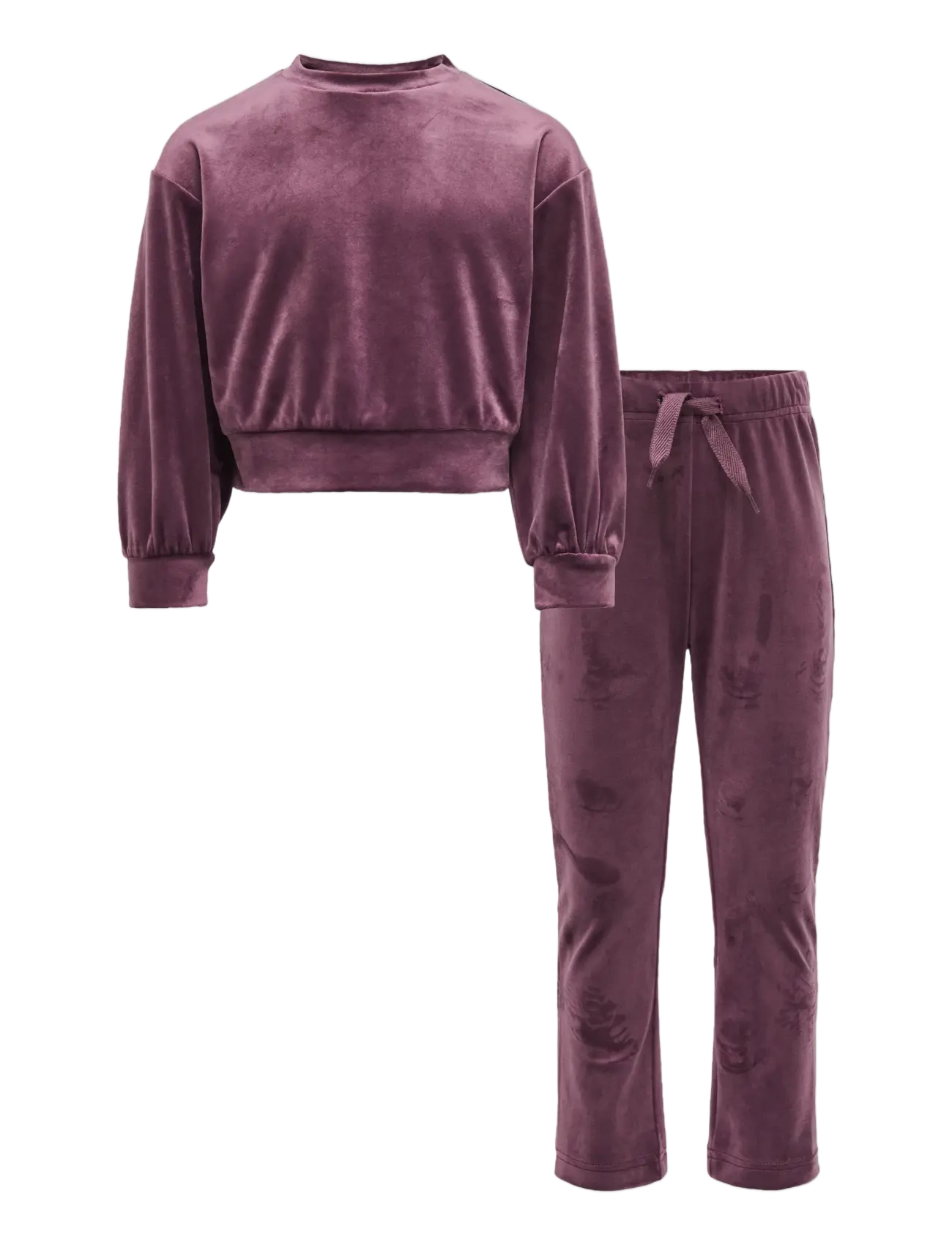 Kinder ONLY Kmgrebel Samt Oneck Sweat Set Swt Burgundy - 128 - Kinder