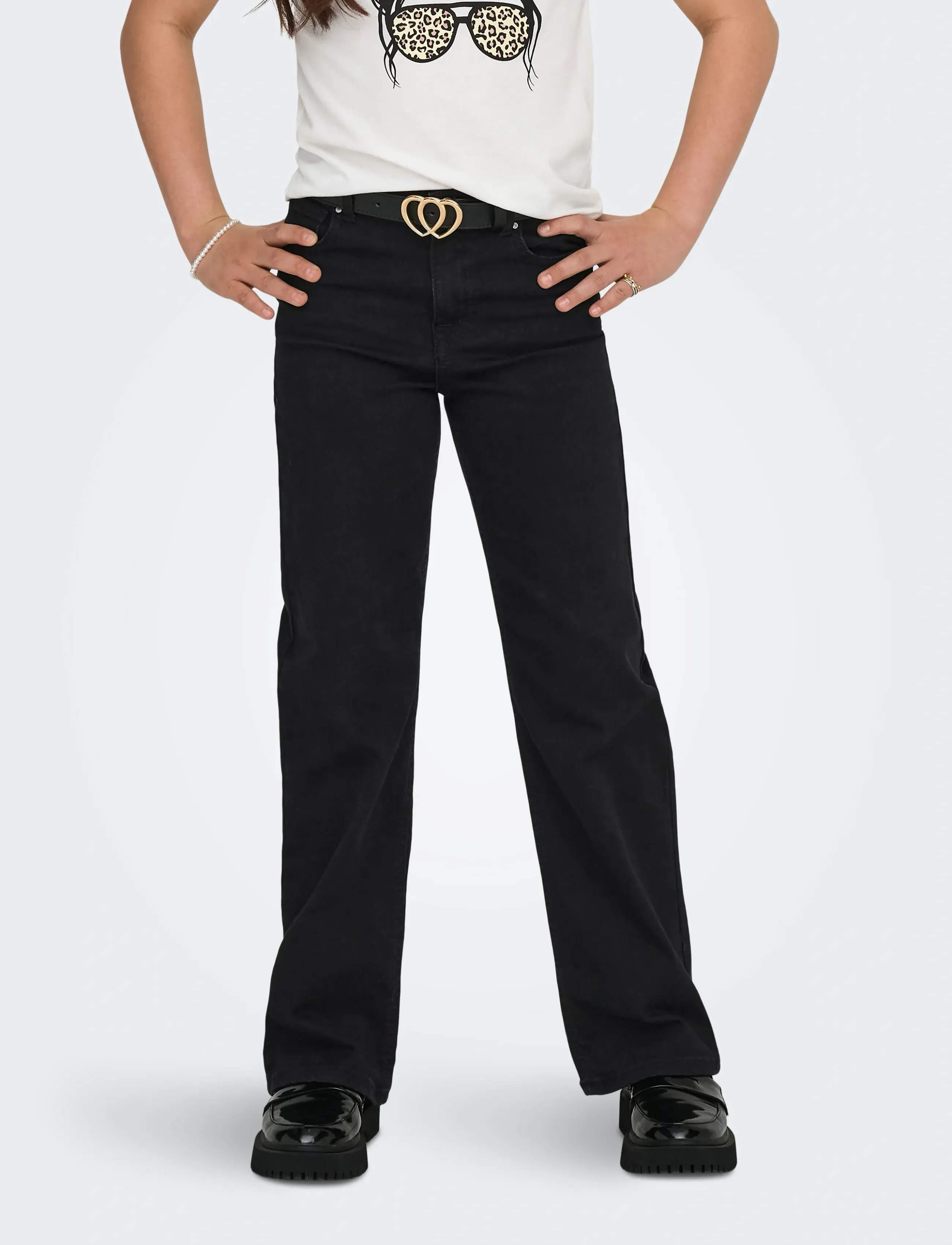 Kids Only KOGMADISON BLUSH HW WIDE DIA1099 NOOS - Jeans - WASHED BLACK / black