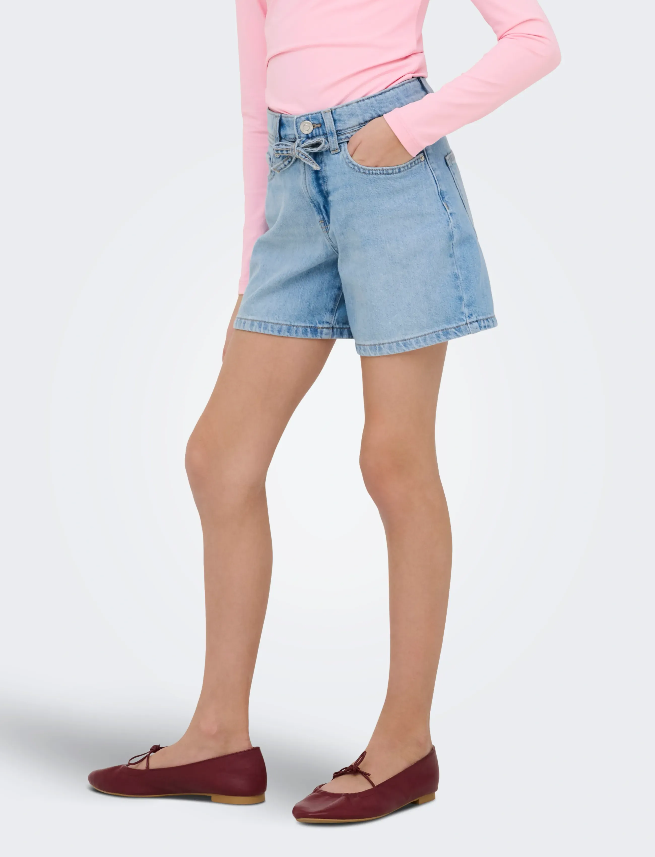 Kids Only KOGGIANNA HW BELT SHORTS PIMBOX DNM NOOS - Shorts - LIGHT BLUE DENIM / blue