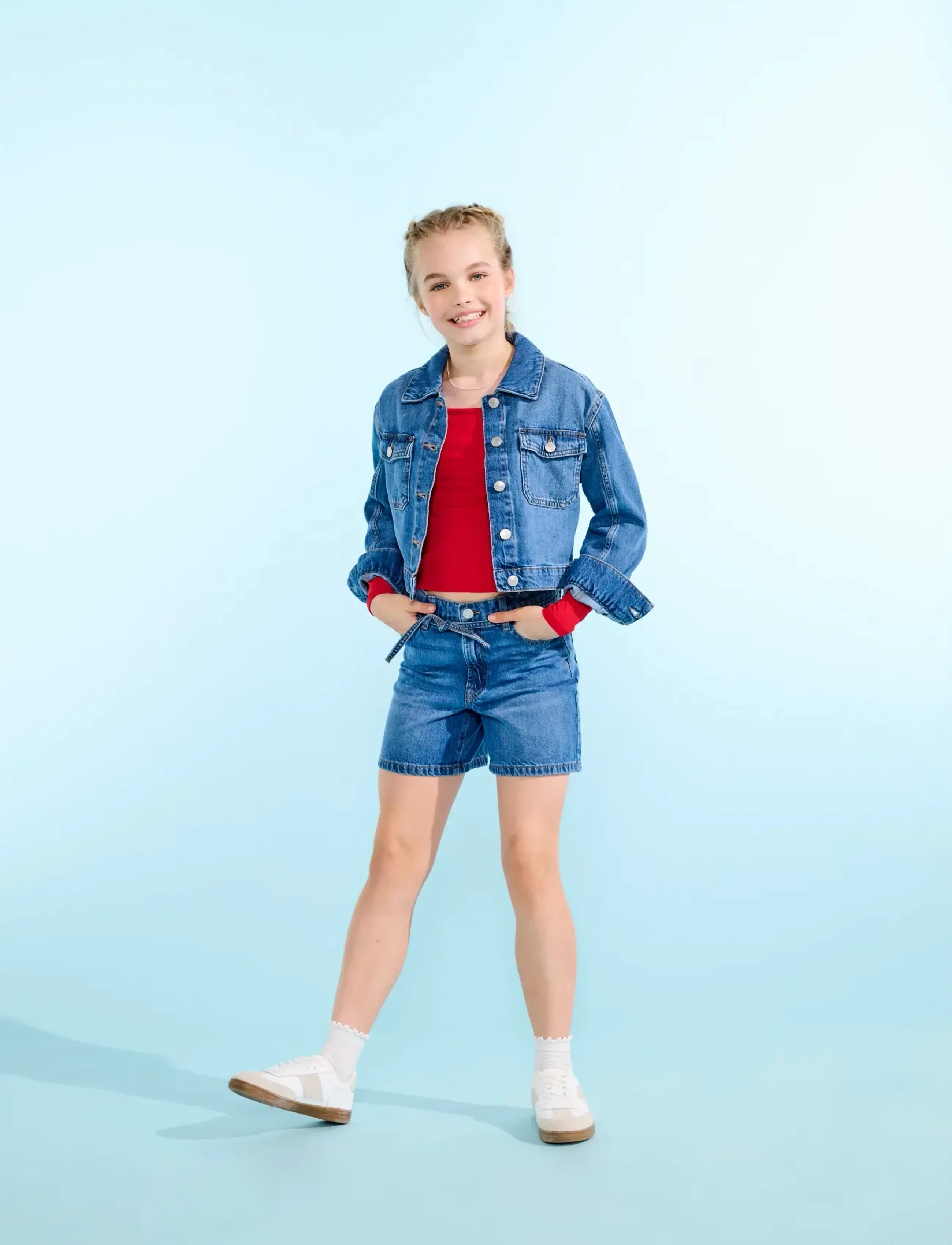 Kids Only KOGGIANNA HW BELT SHORTS PIMBOX DNM NOOS - Shorts - MEDIUM BLUE DENIM / blue