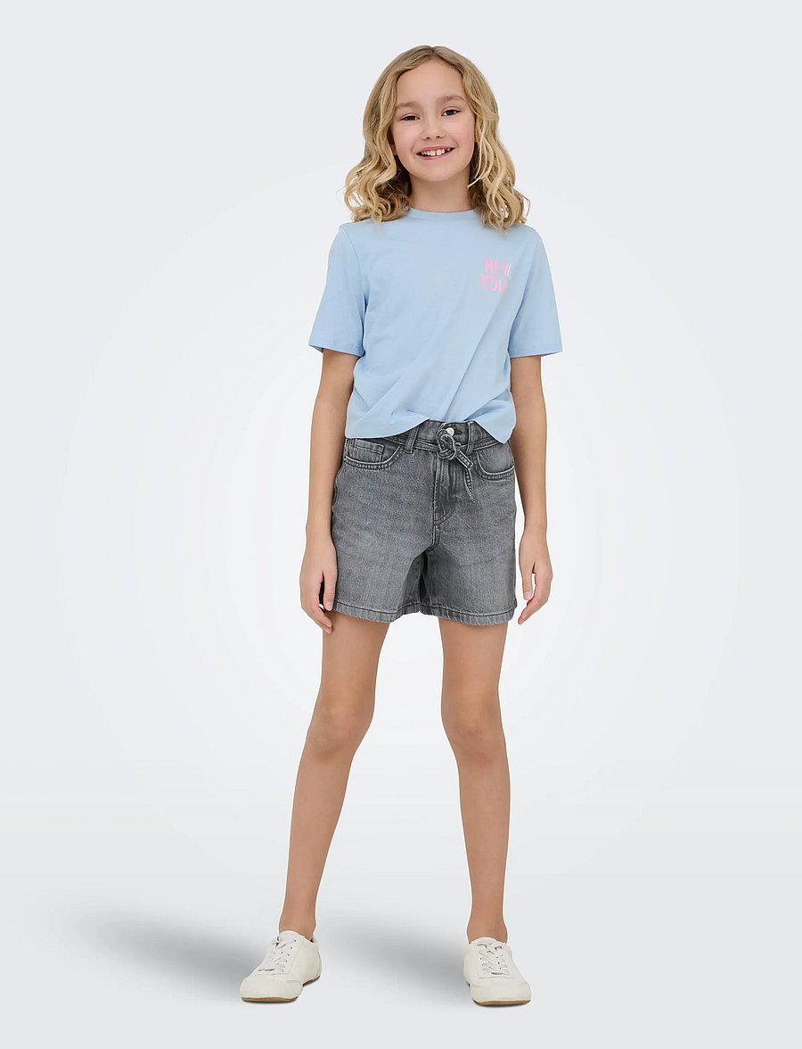 Kids Only - KOGGIANNA HW BELT SHORTS PIMBOX DNM NOOS - short en jeans - medium grey denim - 4