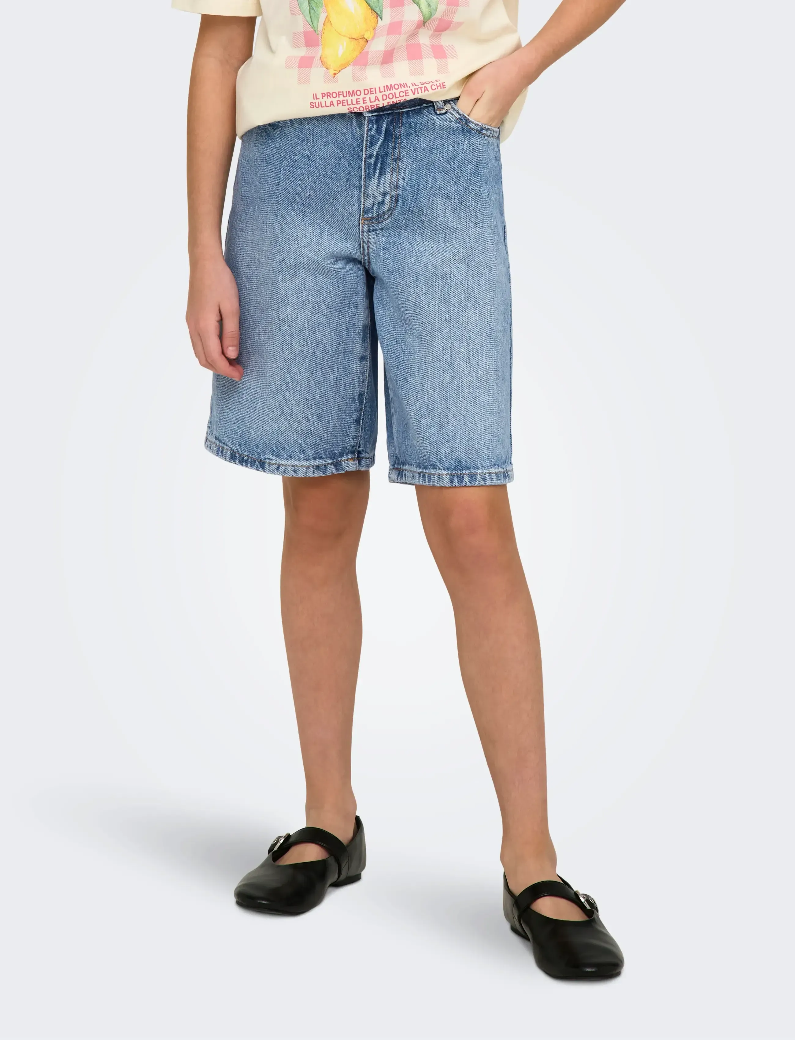 Kids Only Kogsonny Hw Wide Dnm Shorts Noos, 146, Unterteile, Blau - Shorts, Kinder