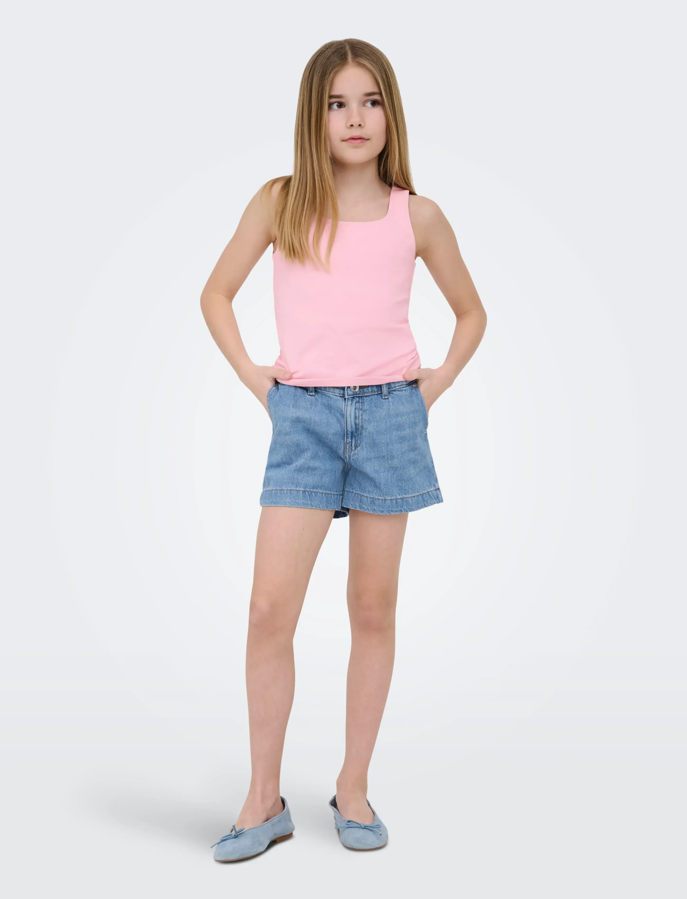 Kids Only - KOGCOMET MID WIDE SHORTS DNM LB NOOS - denimshorts - light blue denim - 4