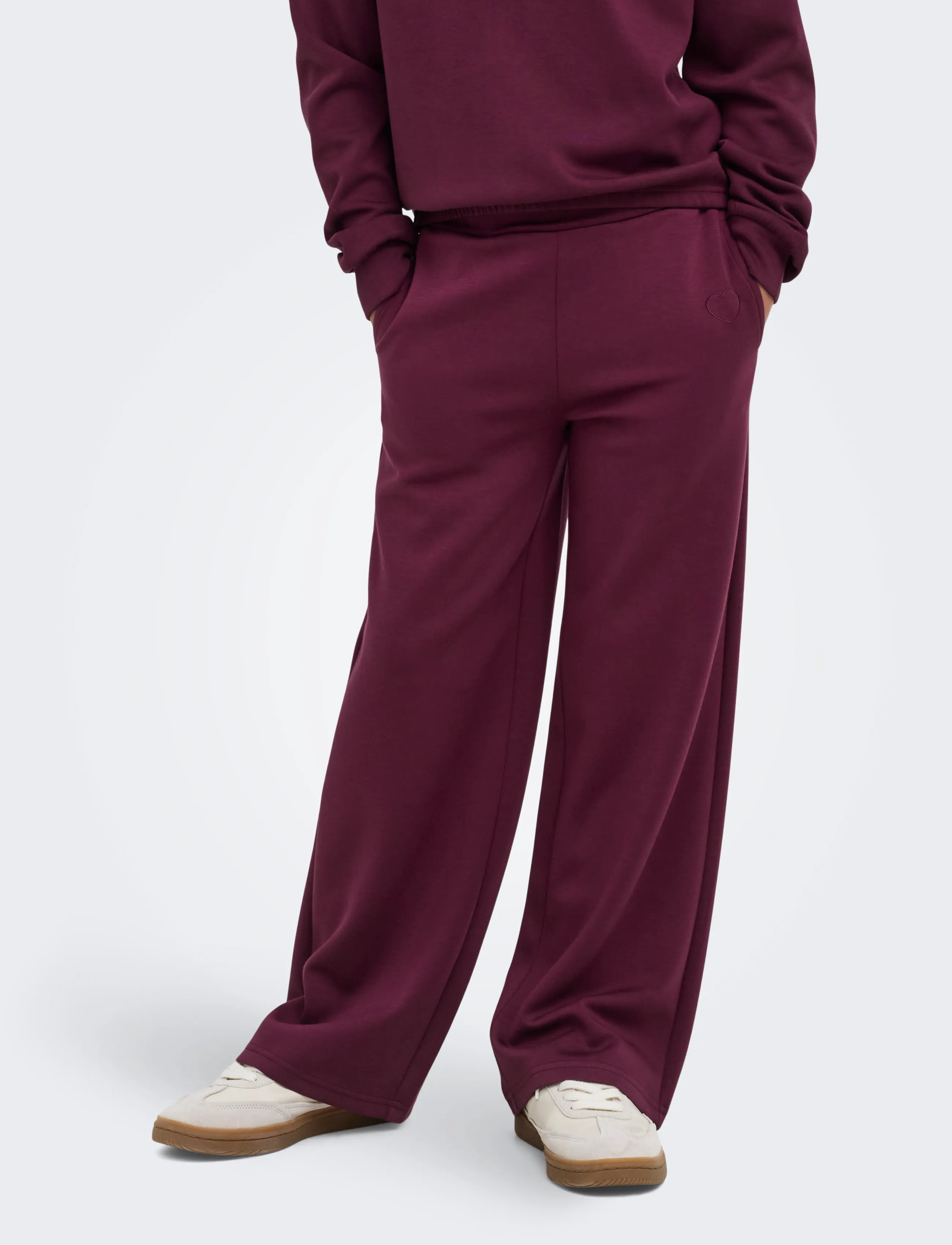 Kids Only Kogada-Nella Heart Pant Fr Swt Noos, Børn, Vide Ben Sweatpants, Bordeaux, Str: 152