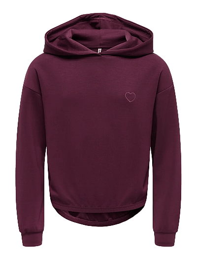 Kids Only KOGADA-COOPER HEART L/S HOOD FR SWT NOOS - Kapuzenpullover - FIG / burgundy