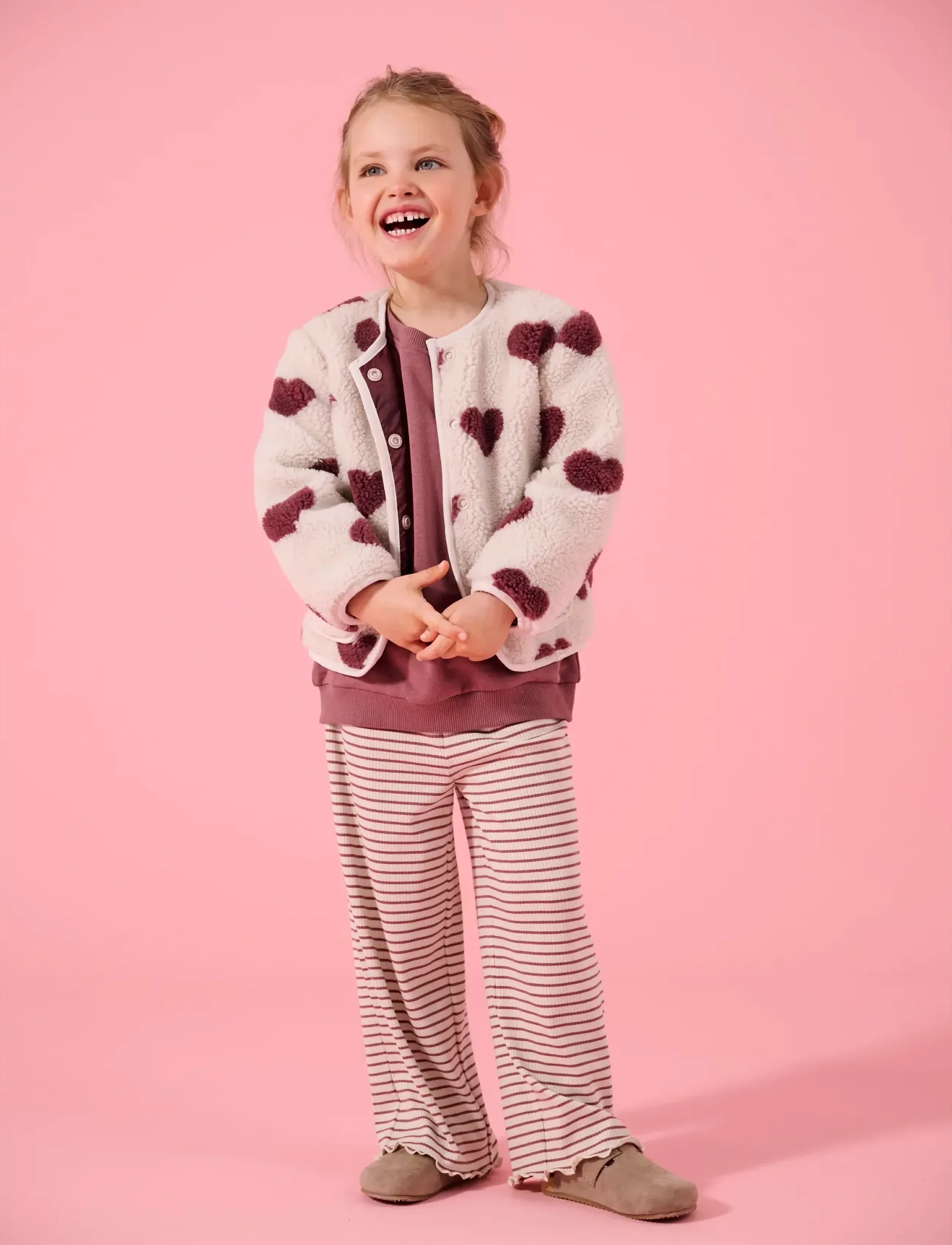 Kids Only Kmgmaude Life Stripe Wide Pant Jrs Noos, 92, Unterteile, Beige - Trousers, Kinder