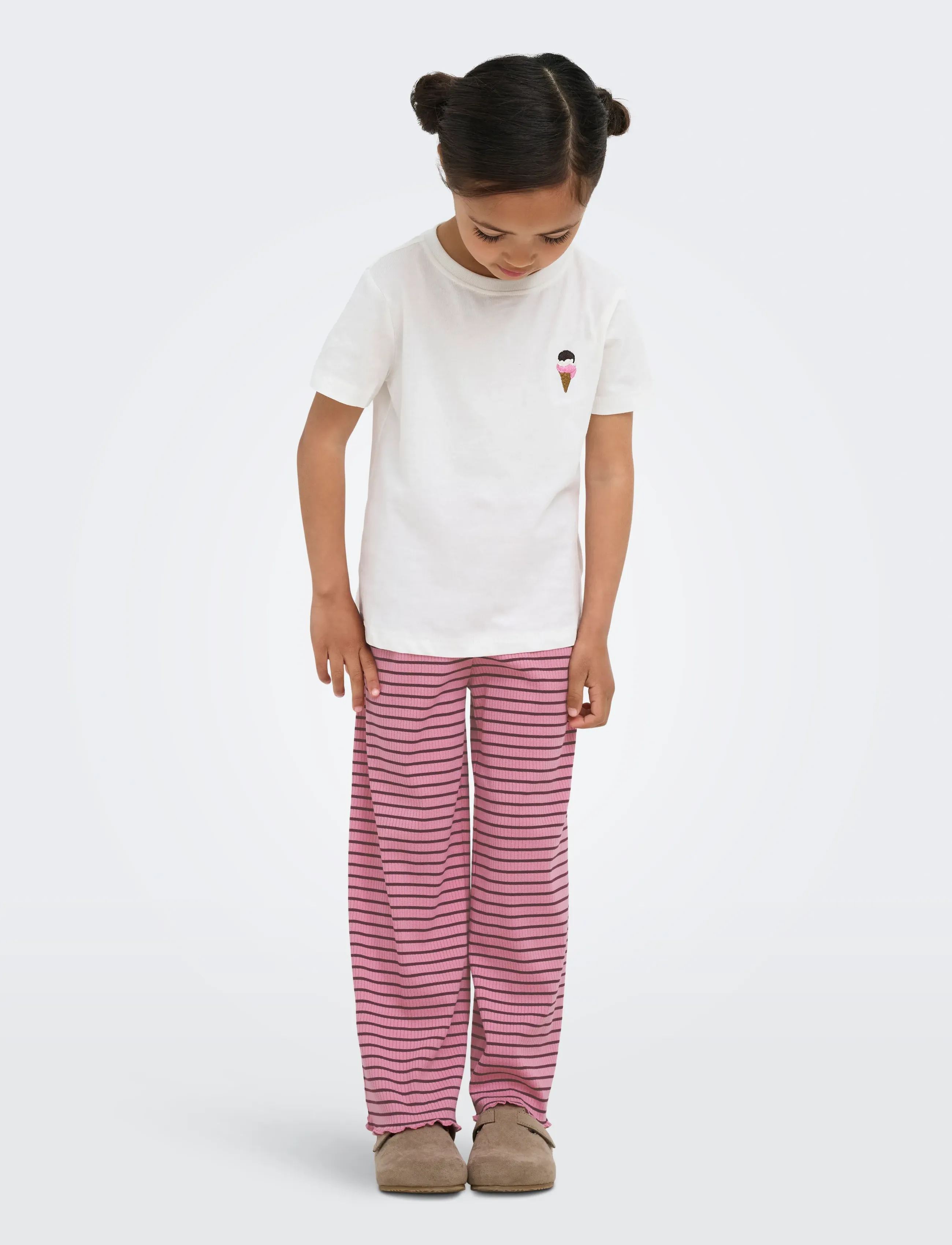 Kids Only - KMGMAUDE LIFE STRIPE WIDE PANT JRS NOOS - babybukser - sea pink - 4