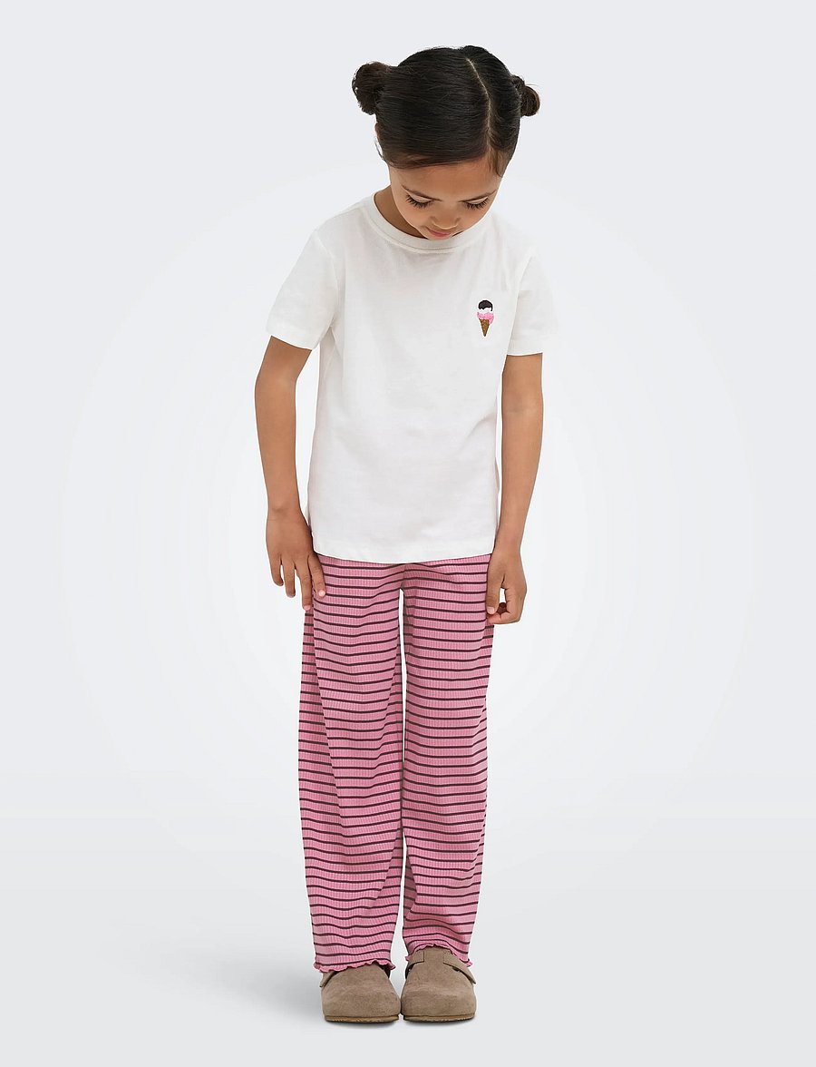 Kids Only - KMGMAUDE LIFE STRIPE WIDE PANT JRS NOOS - babybukser - sea pink - 4
