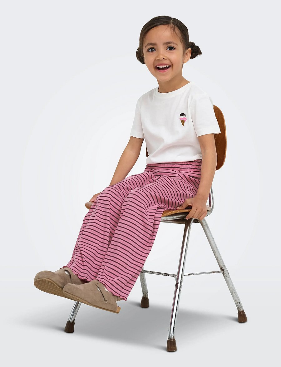 Kids Only - KMGMAUDE LIFE STRIPE WIDE PANT JRS NOOS - babybukser - sea pink - 5