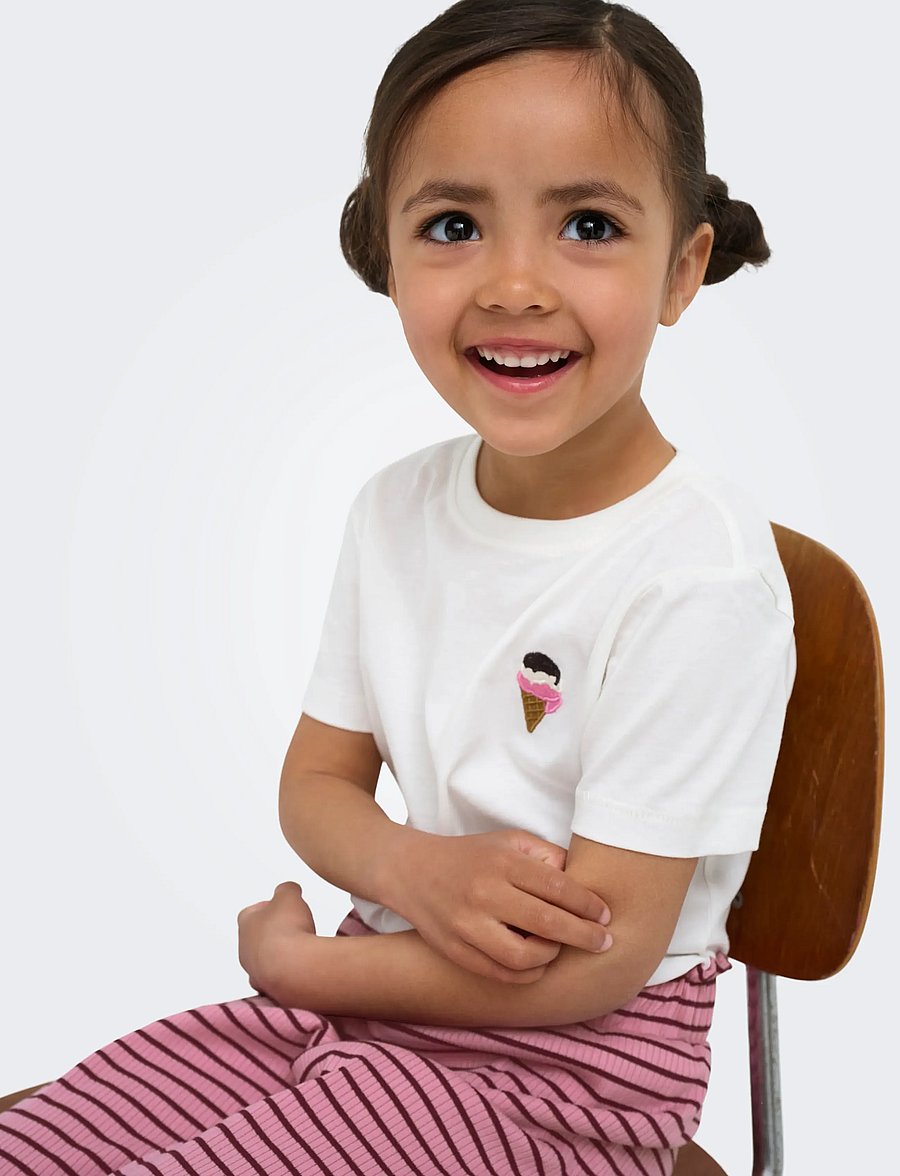 Kids Only - KMGVEGA LIFE SS REG EMB TEE BOX JRS NOOS - korte mouwen - cloud dancer - 5