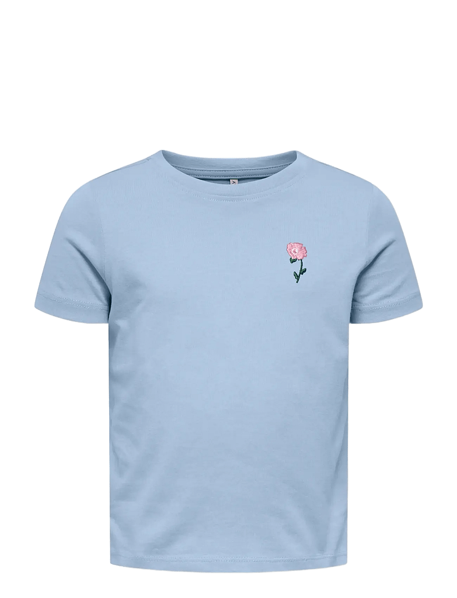 Kids Only - KMGVEGA LIFE SS REG EMB TEE BOX JRS NOOS - kortærmede t-shirts - soft chambray - 1