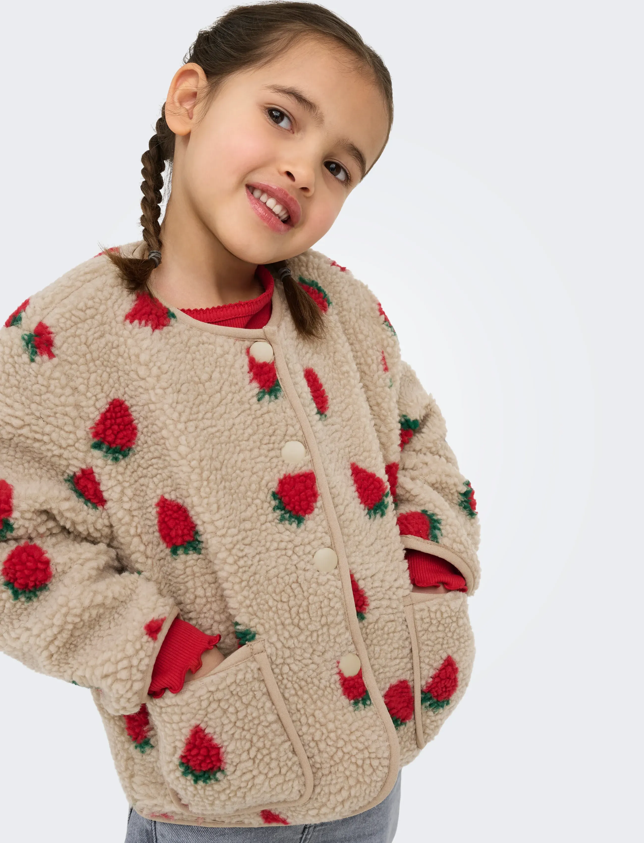 Kids Only - KMGHOKY L/S TEDDY JACKET OTW NOOS - fleecejakker - silver mink - 5