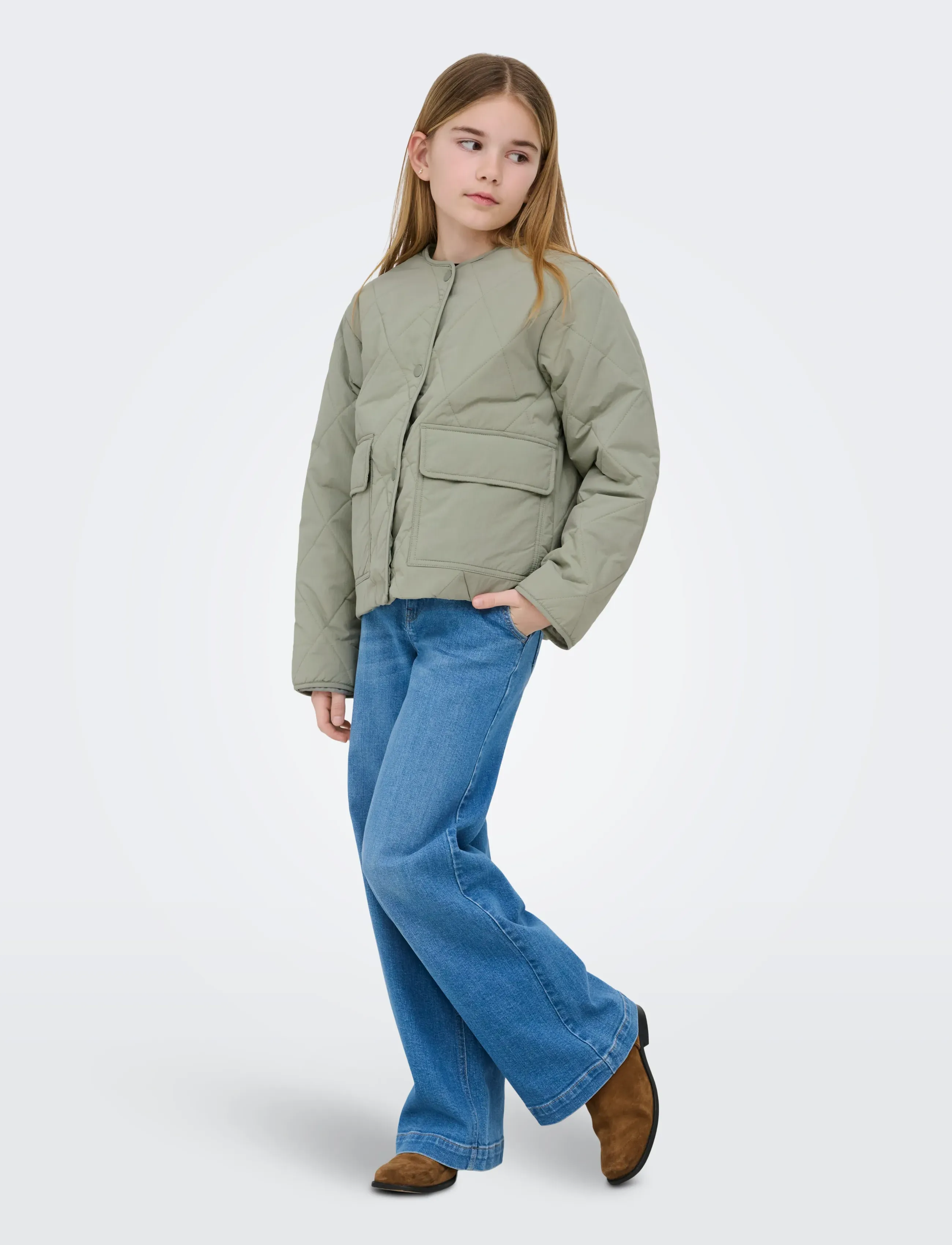 Kids Only - KOGROSALINA QUILTED JACKET VD OTW NOOS - quiltede jakker - seagrass - 4