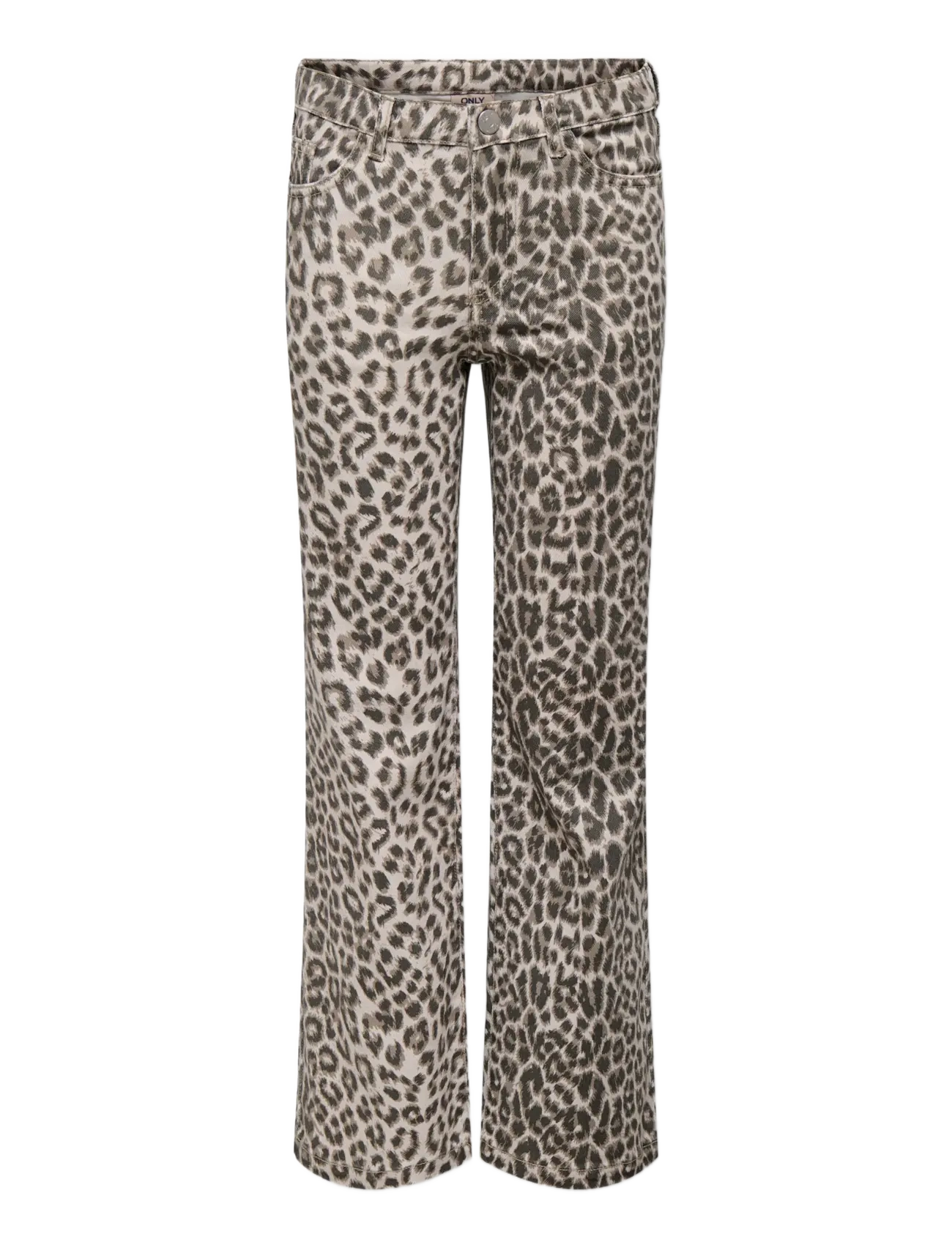 Kids Only Koganlie-Madison Hw Wide Animal Vd Pnt, Børn, Højtaljede Vide Ben Leopardprint Bukser, Beige, Str: 152