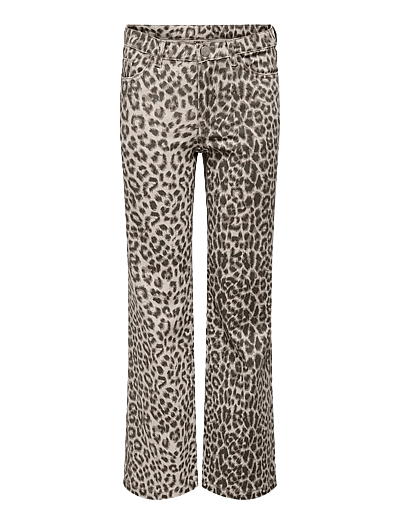 Kids Only KOGANLIE-MADISON HW WIDE ANIMAL VD PNT - Hosen mit weitem Bein - SILVER LINING / beige