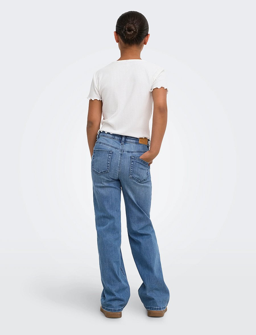 Kids Only - KOGJUICY-WAUW HW WIDE DNM GUA113 NOOS - hosen mit weitem bein - medium blue denim - 3