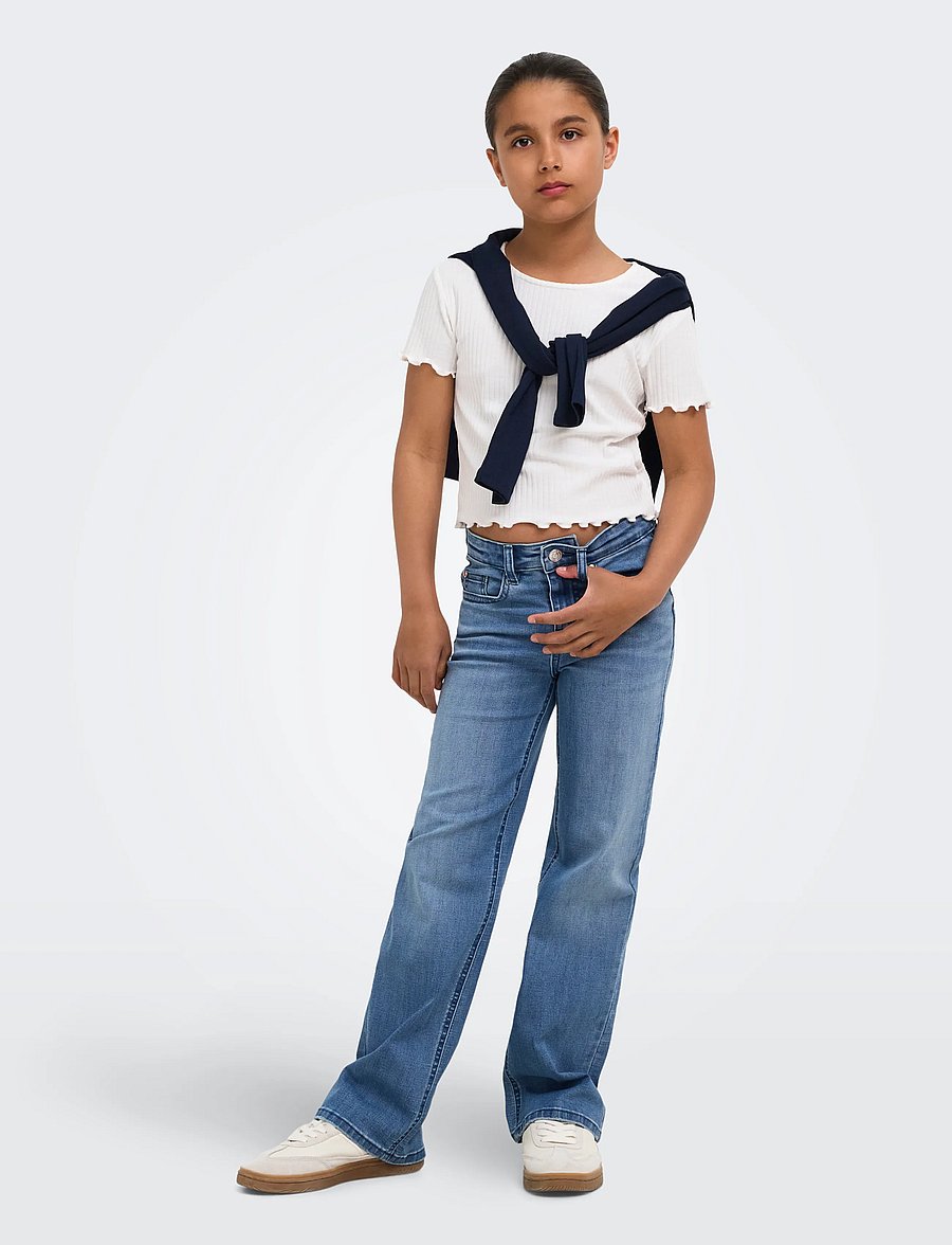 Kids Only - KOGJUICY-WAUW HW WIDE DNM GUA113 NOOS - hosen mit weitem bein - medium blue denim - 4