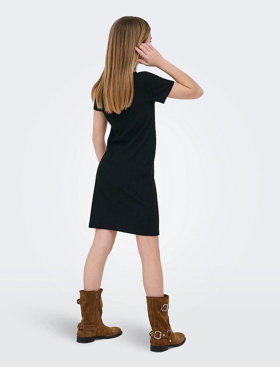 Kids Only - KOGNELLA S/S DRESS VD JRS NOOS - kurzärmelige freizeitkleider - black - 3