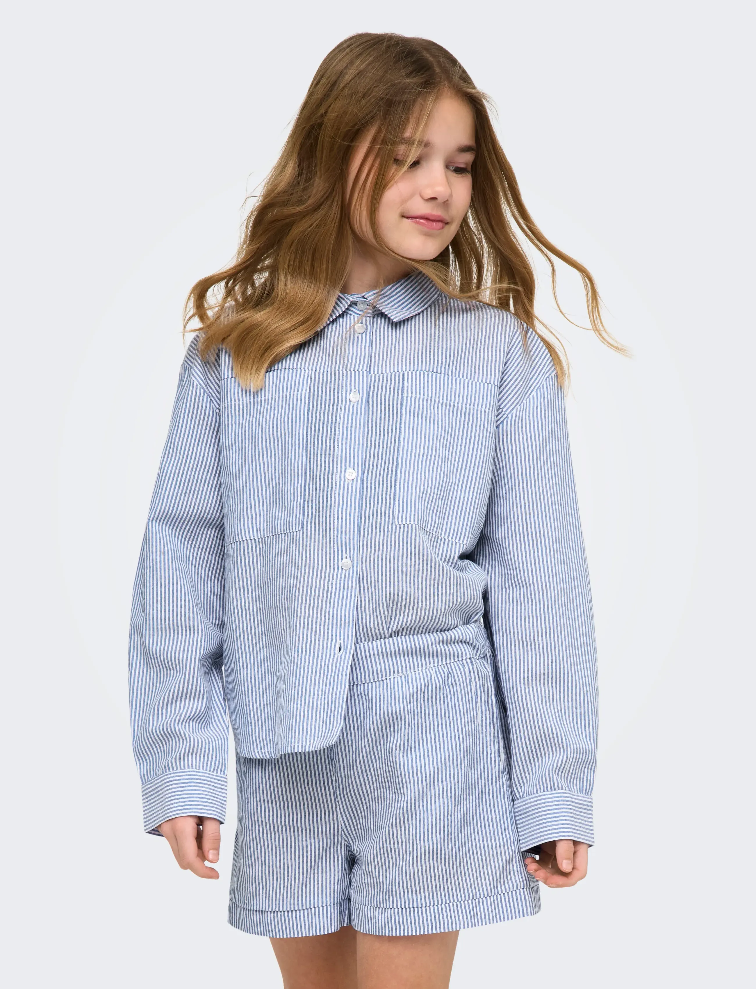 Kids Only KOGSMILLA LIFE STRIPED KNOT SHIRT VD WVN - Langærmede skjorter - CLOUD DANCER / blue