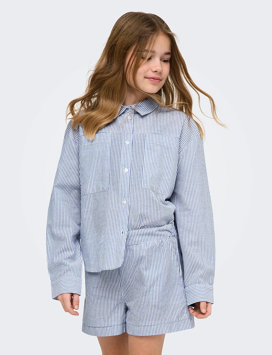 Kids Only - KOGSMILLA LIFE STRIPED KNOT SHIRT VD WVN - pitkähihaiset kauluspaidat - cloud dancer - 0