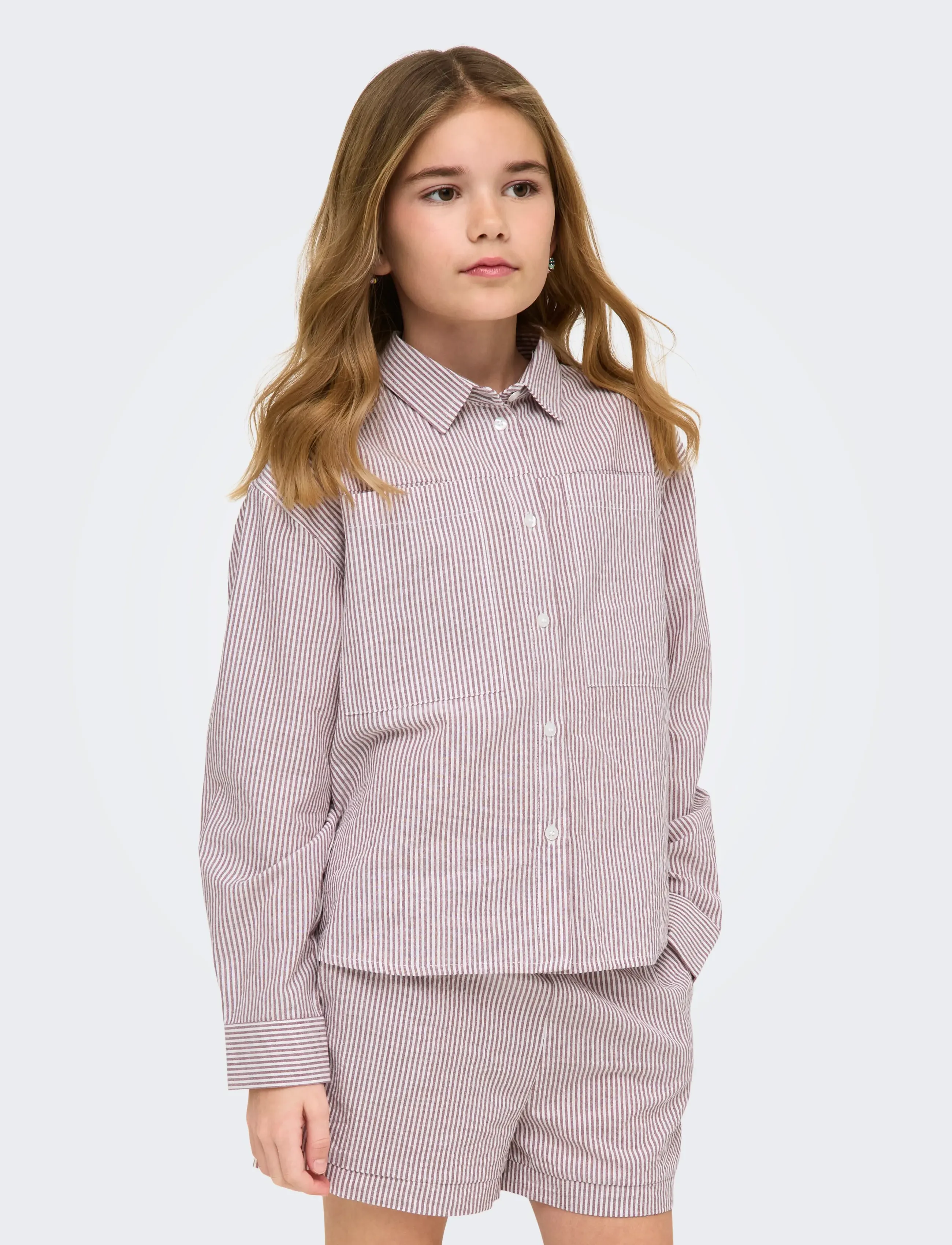 Kids Only KOGSMILLA LIFE STRIPED KNOT SHIRT VD WVN - Langærmede skjorter - ROSE BROWN / pink/rose