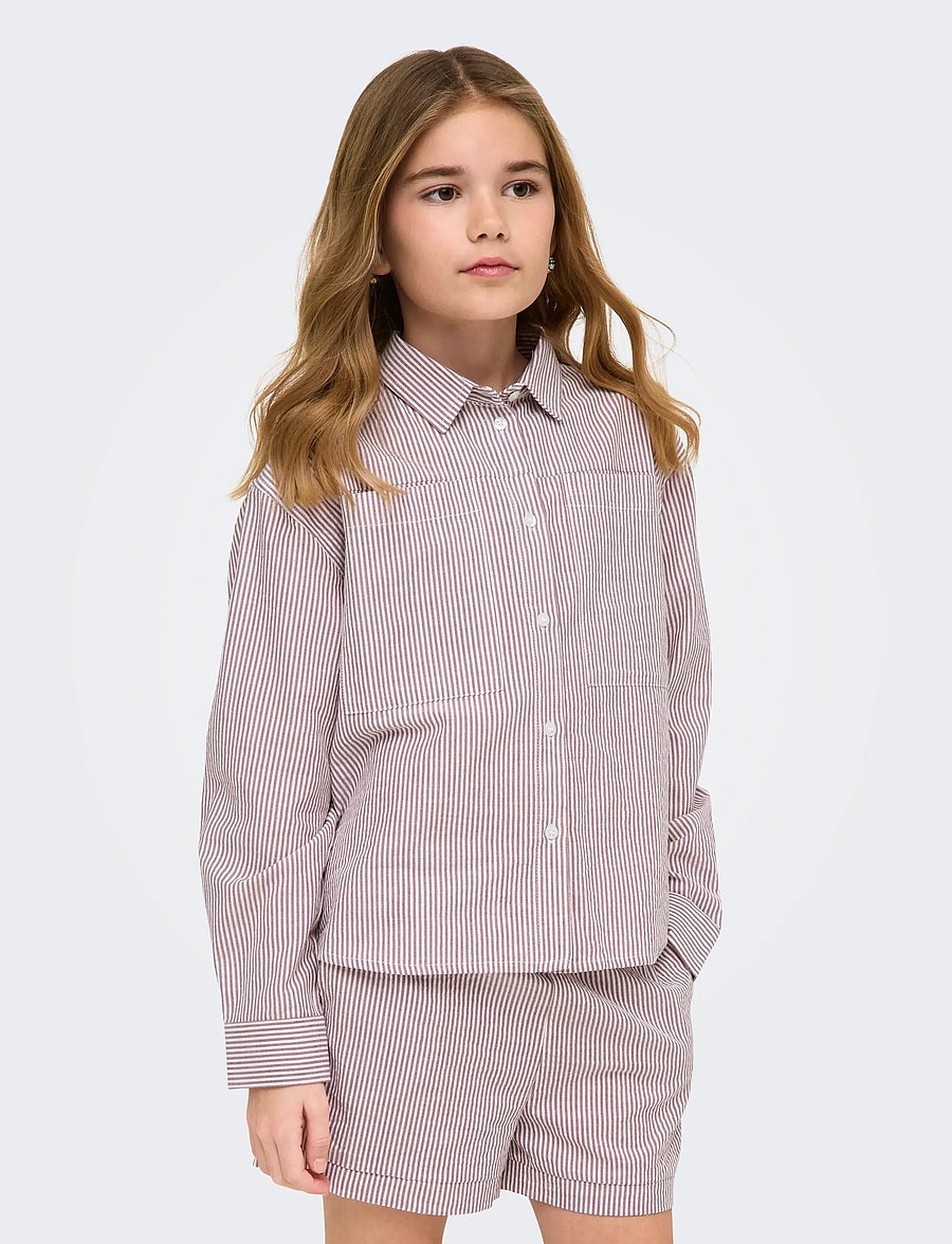 Kids Only - KOGSMILLA LIFE STRIPED KNOT SHIRT VD WVN - långärmade skjortor - rose brown - 0