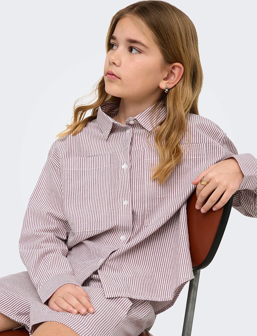 Kids Only - KOGSMILLA LIFE STRIPED KNOT SHIRT VD WVN - långärmade skjortor - rose brown - 5