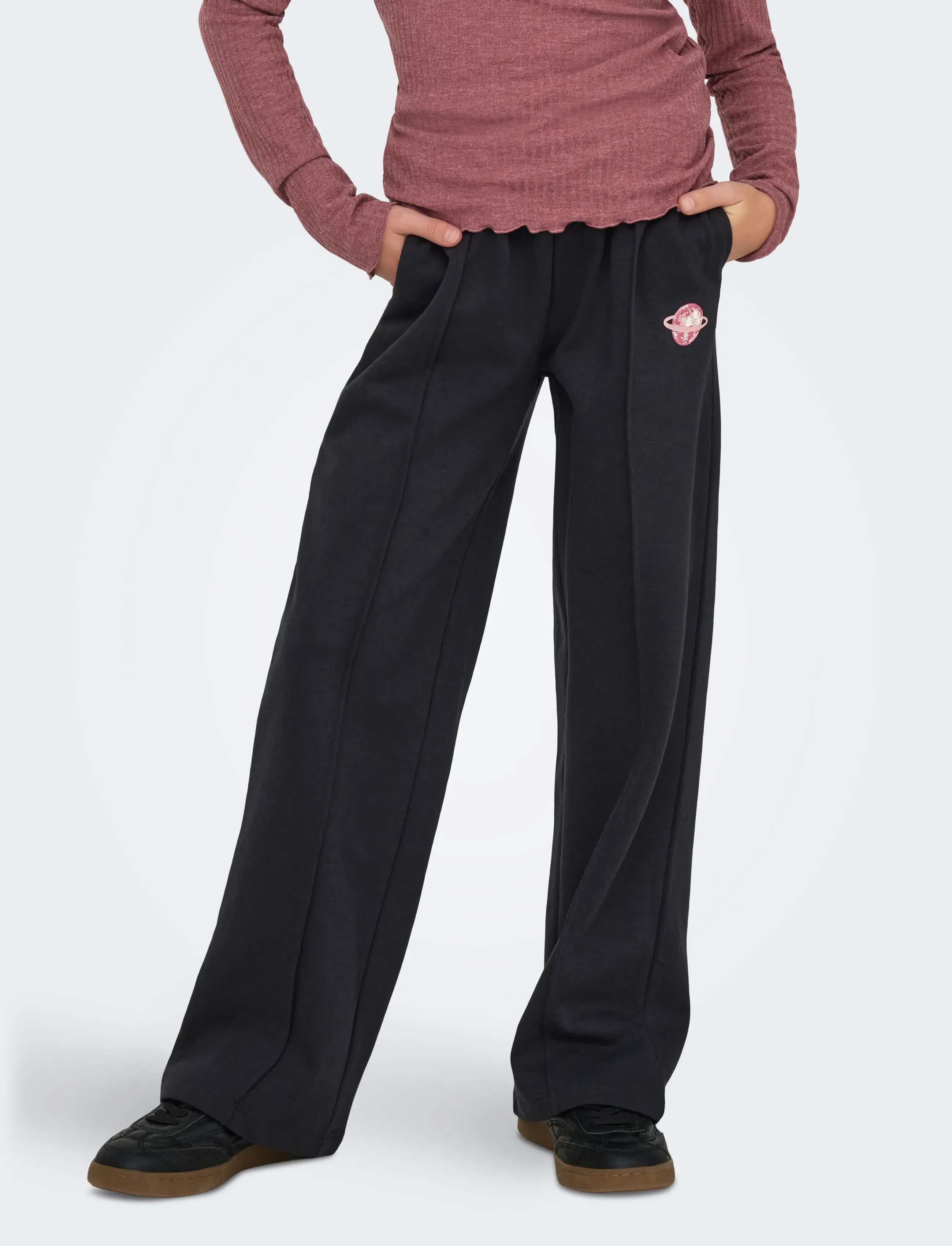 Kids Only KOGRITA WIDE PANT BF SWT - Sweatpants - BLACK / black