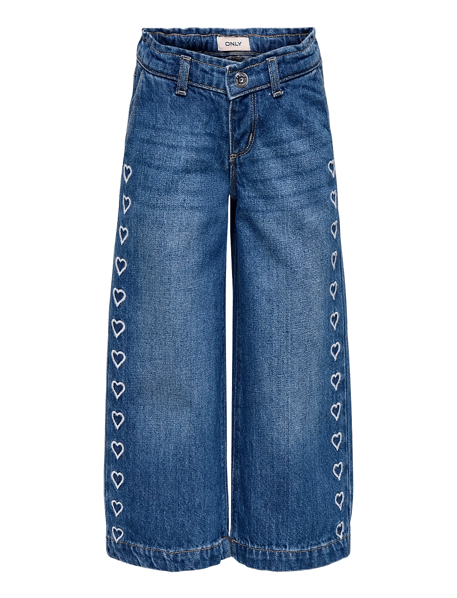 Kids Only - KMGCOMET HEART WIDE DNM DIA3020 NOOS - víðar gallabuxur - medium blue denim - 1