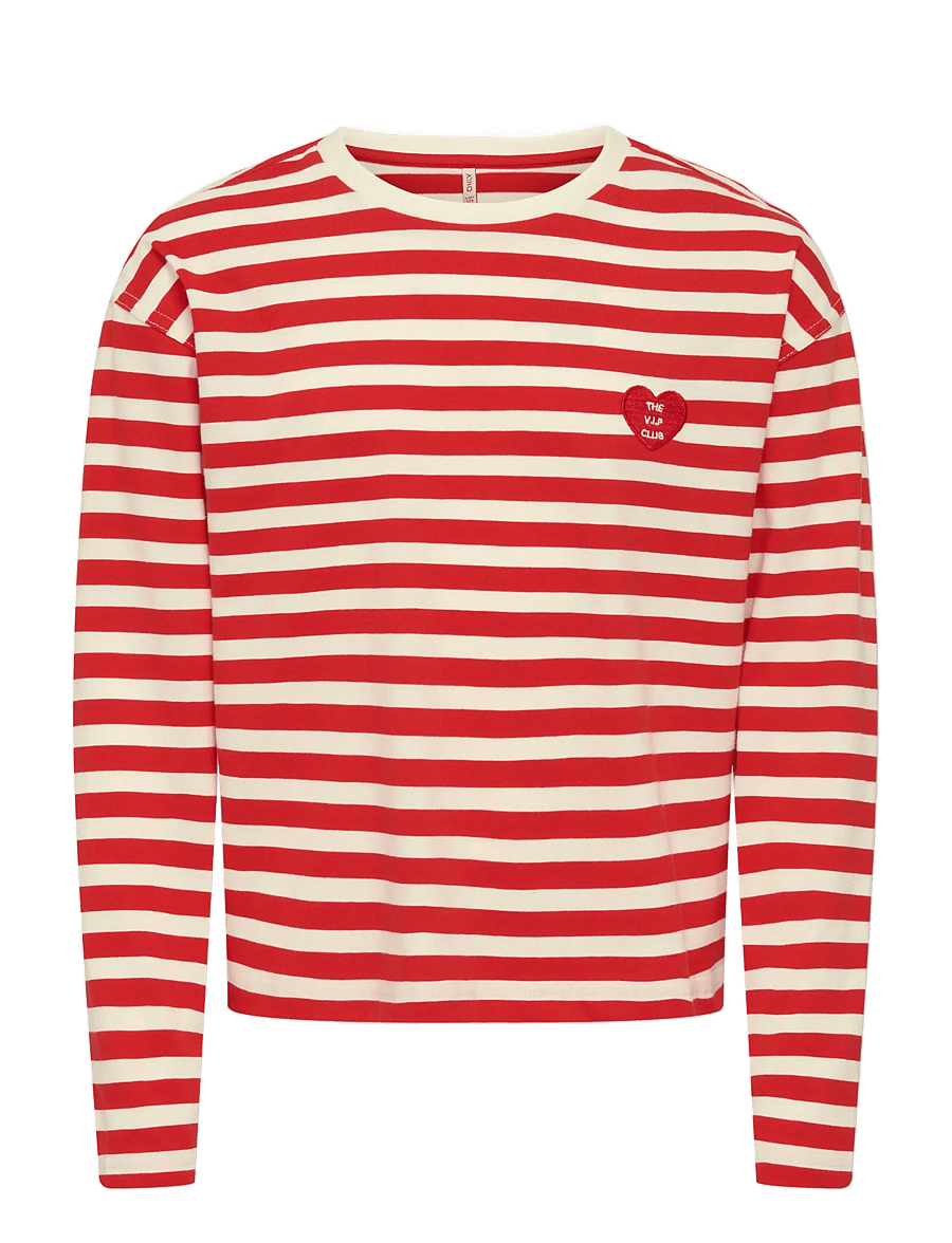 Kids Only - KOGLIVINA L/S O-NECK STRIPE TOP JRS - t-shirts à manches longues - high risk red - 0