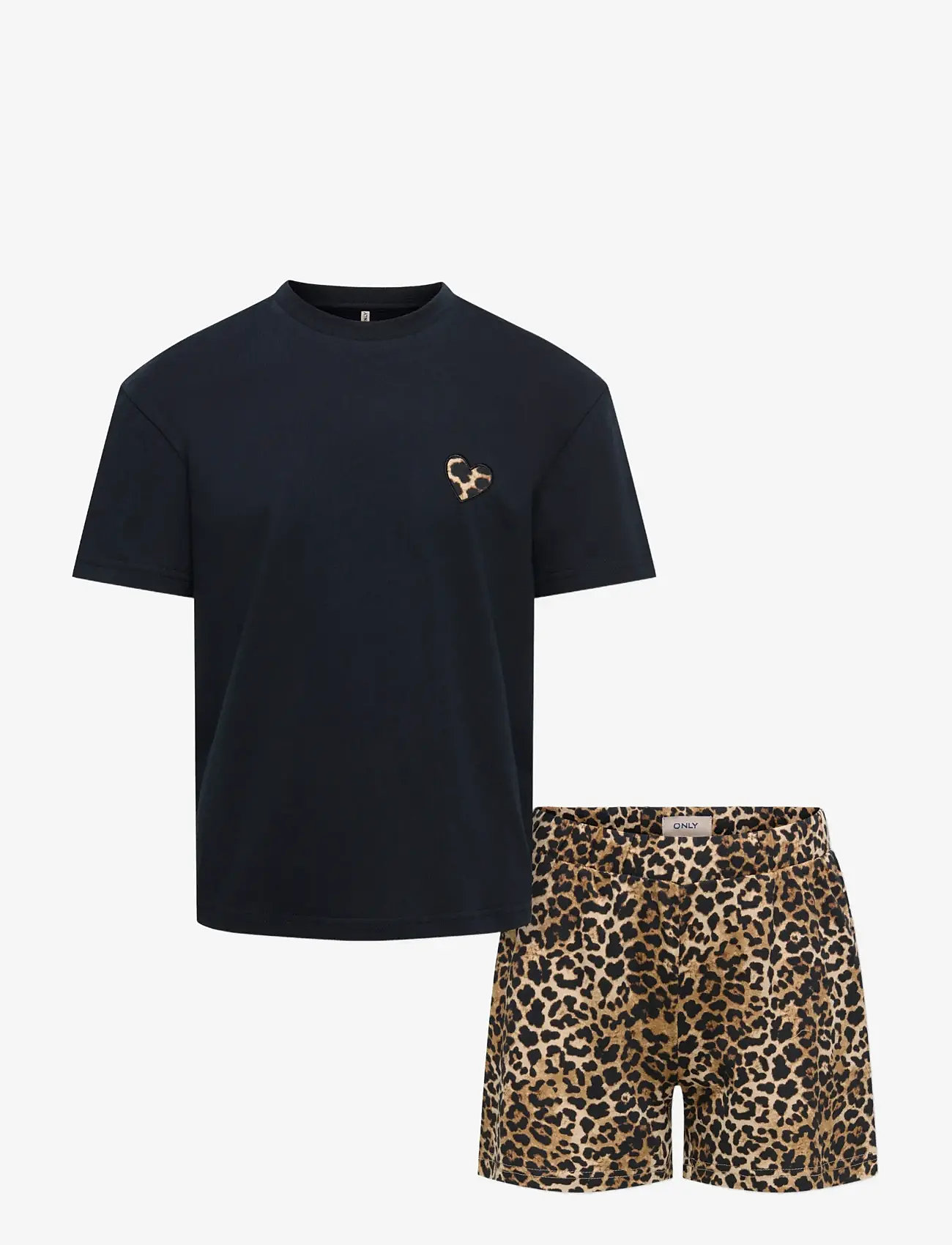 Kids Only - KOGRILA NIGHTWEAR AOP TOP/SHORTS SET JRS - pyjama-sets - black - 0