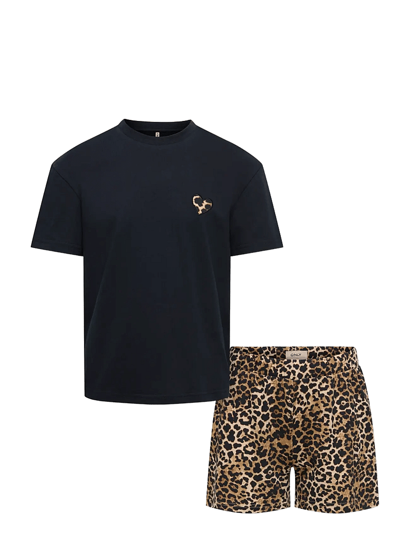 Kids Only - KOGRILA NIGHTWEAR AOP TOP/SHORTS SET JRS - pyjama-sets - black - 0