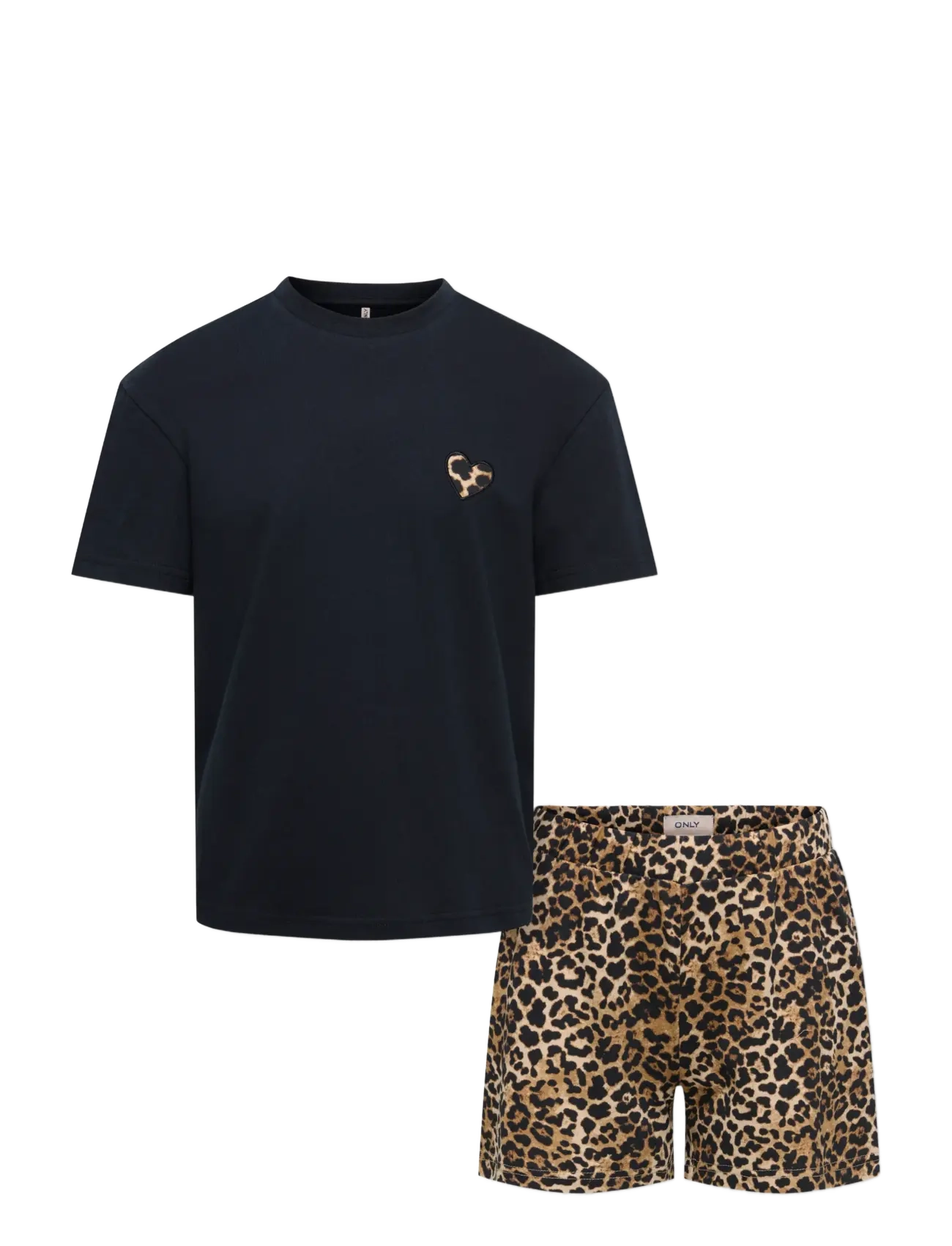 Kids Only KOGRILA NIGHTWEAR AOP TOP/SHORTS SET JRS - Komplektid - BLACK / navy