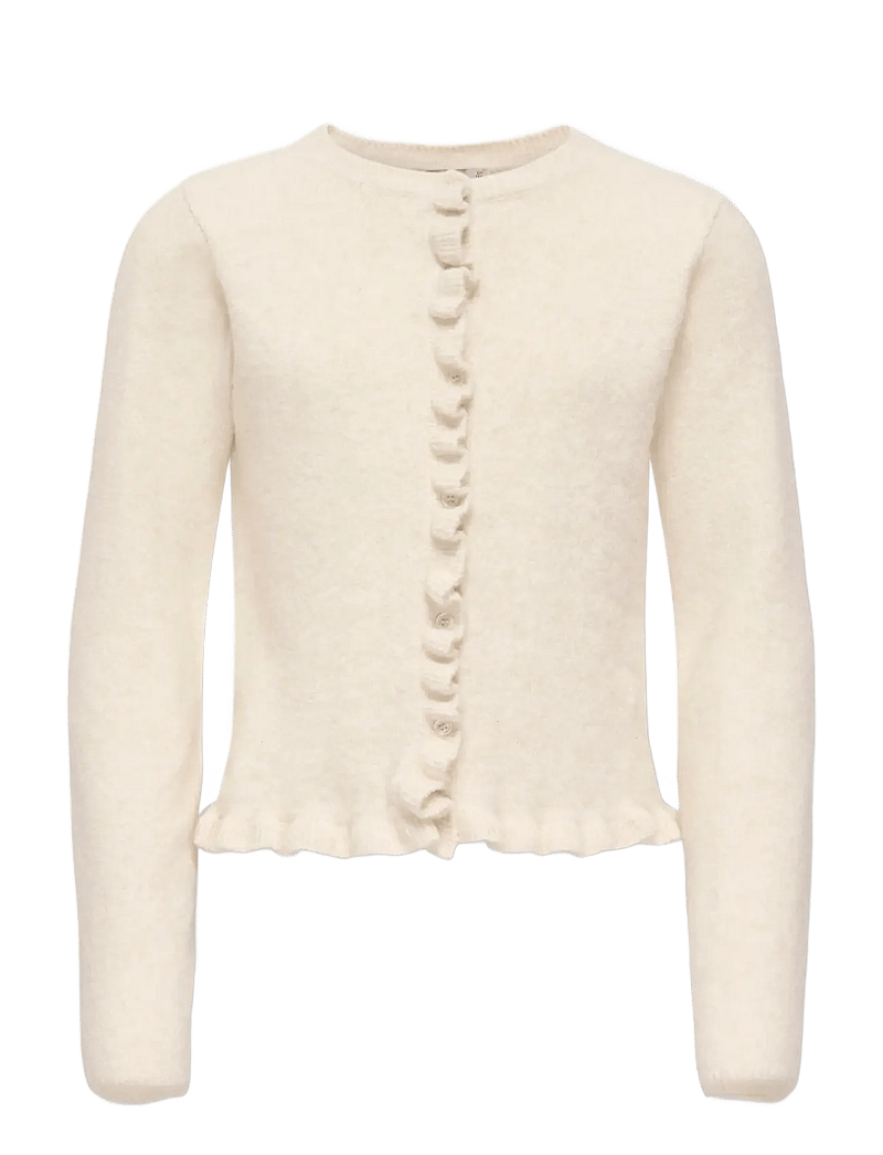 Kids Only - KOGSHELDA LIFE LS O-NECK RUFFLE CARD KNT - cardigans - birch - 1