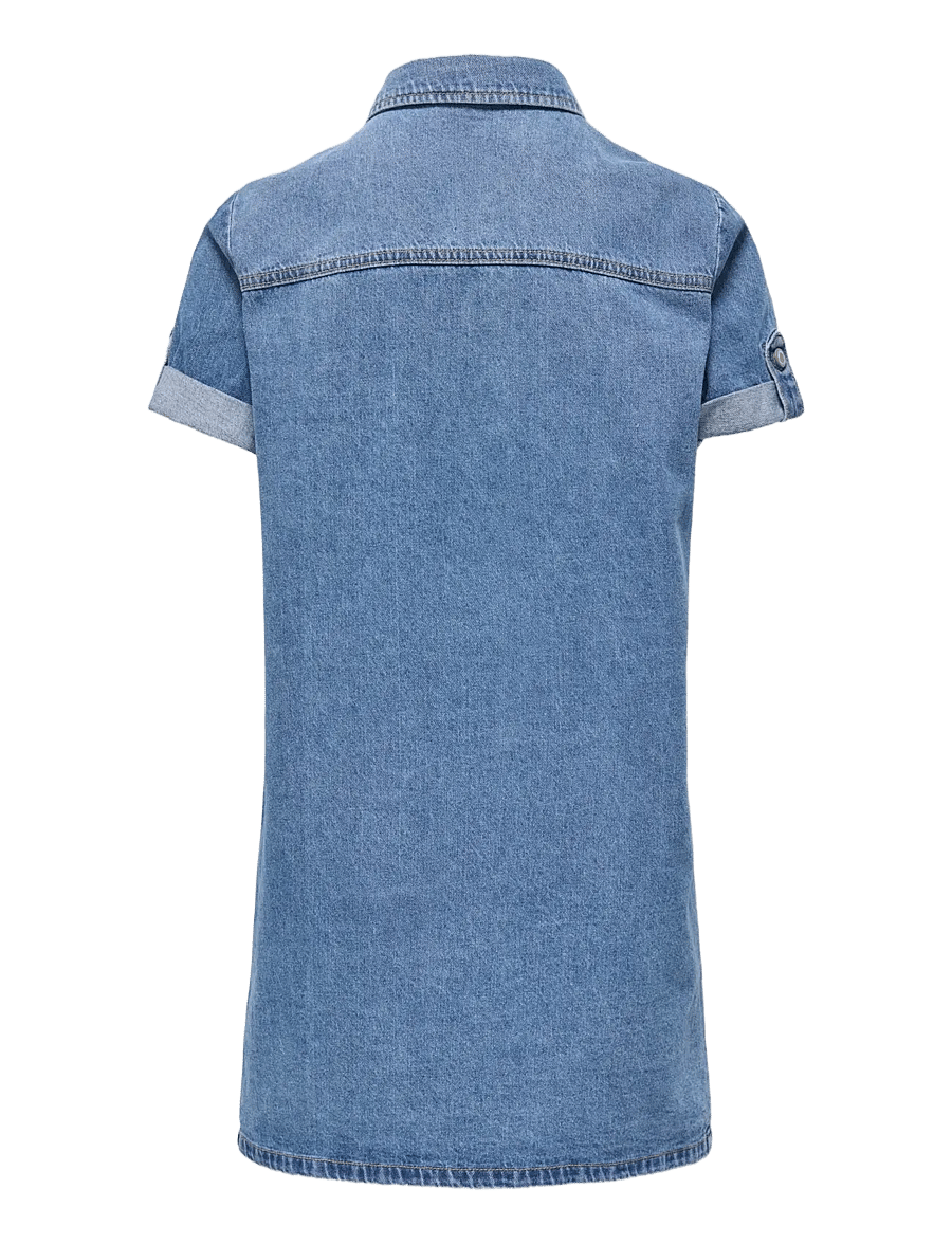 Kids Only - KOGLISA S/S DNM DRESS GUA - kurzärmelige freizeitkleider - medium blue denim - 1