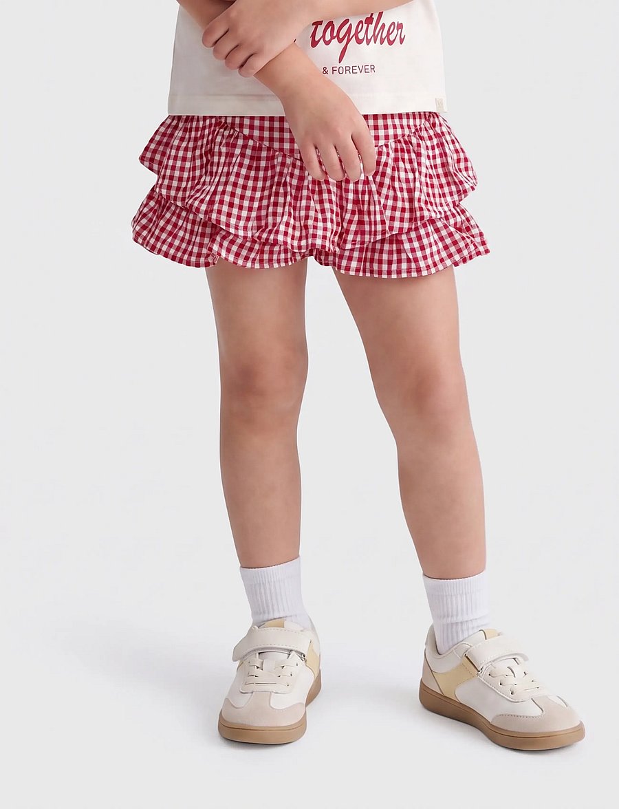 Kids Only - KMGFINA CERISE FRILL SKORT AOP WVN - püksseelikud - barbados cherry - 0