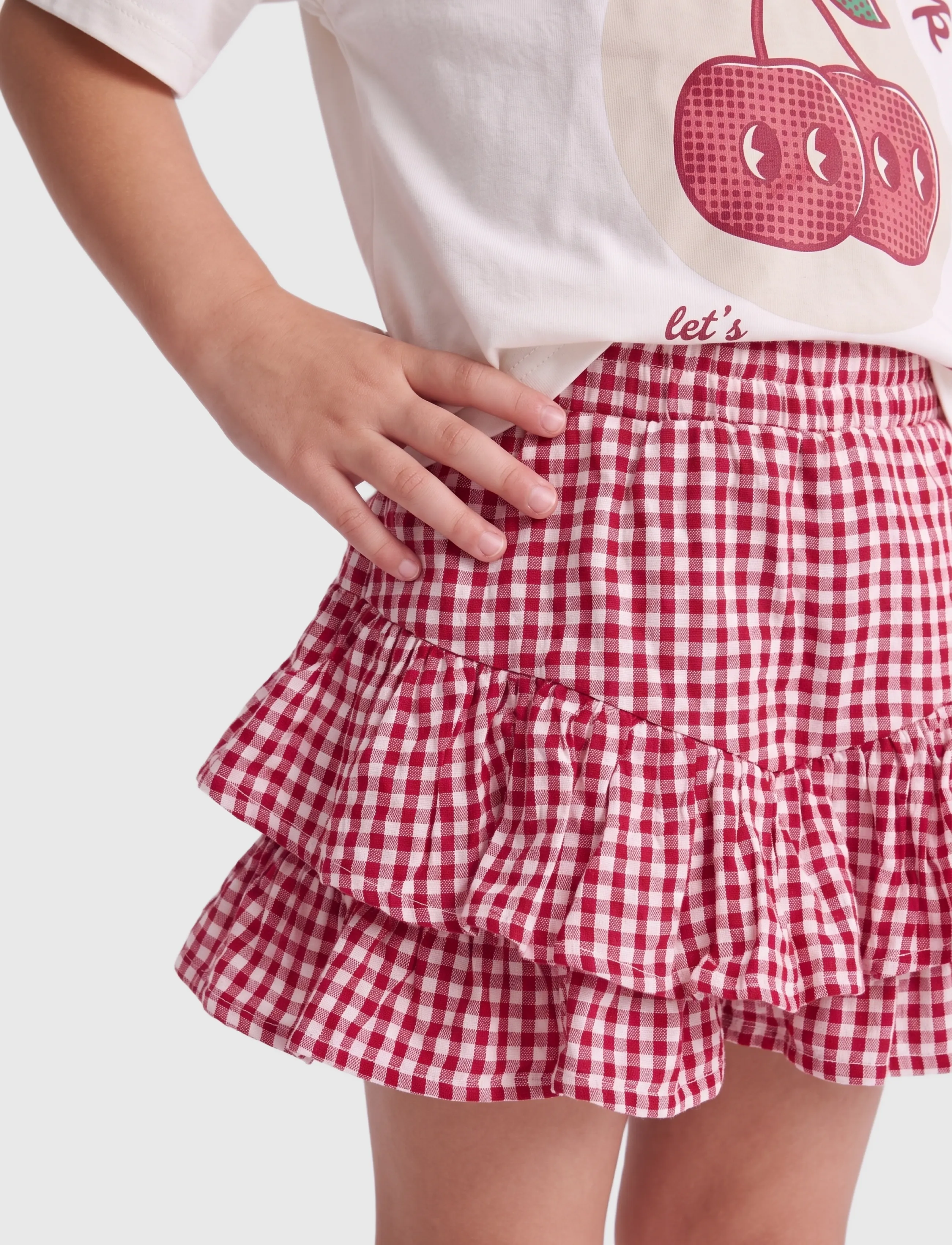 Kids Only - KMGFINA CERISE FRILL SKORT AOP WVN - püksseelikud - barbados cherry - 5