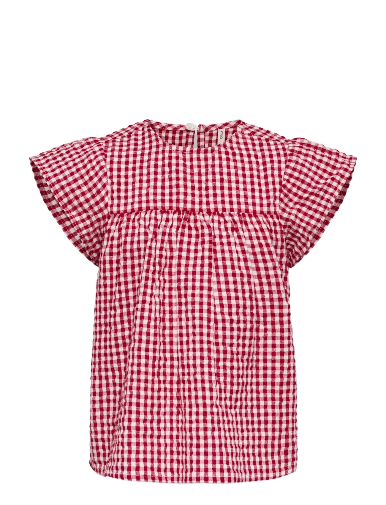 Kids Only Kmgfina Cerise Ss Top Aop Wvn, 116, Oberteile, Rot - Blouses & Tunics, Kinder