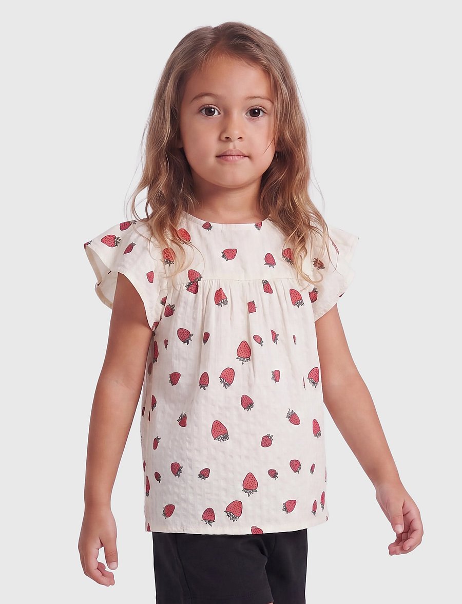 Kids Only - KMGFINA CERISE SS TOP AOP WVN - blusen & tuniken - tofu - 0