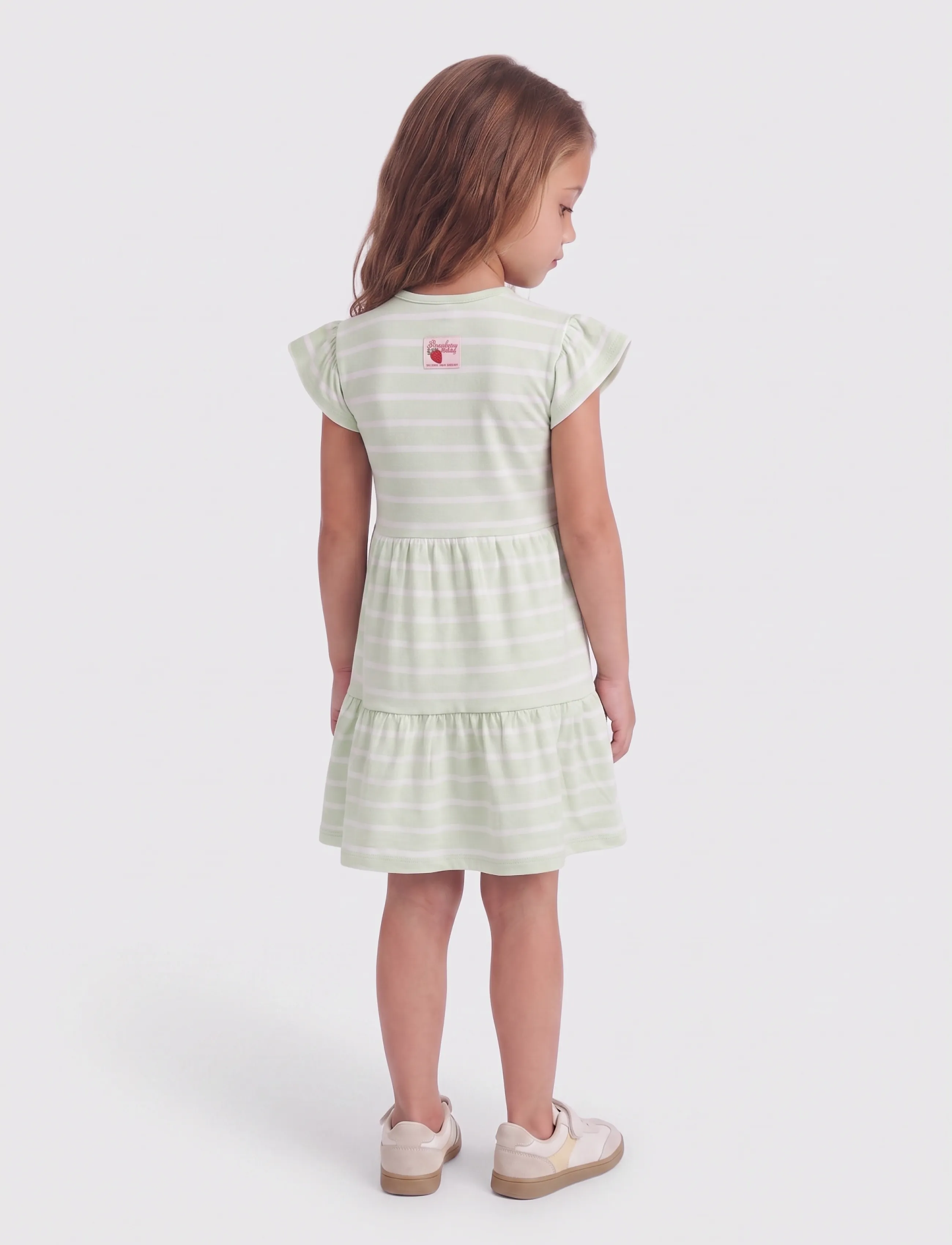 Kids Only - KMGKALINKA LIFE SS STRIPED DRESS JRS - lühikeste varrukatega vabaajakleidid - green lily - 3