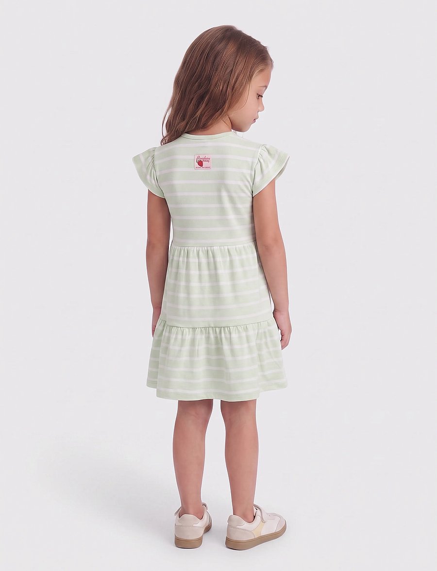Kids Only - KMGKALINKA LIFE SS STRIPED DRESS JRS - lühikeste varrukatega vabaajakleidid - green lily - 3
