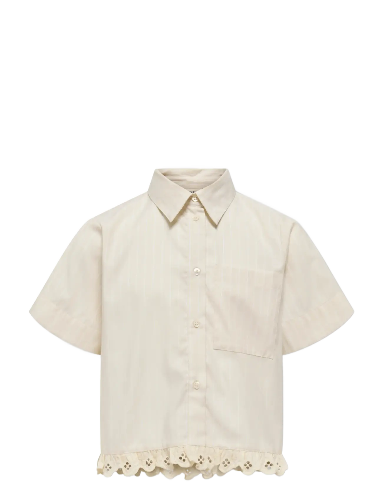 Kids Only KOGIRISA SS EMBRIODERY SHIRT WVN - Oberteile - OATMEAL / cream