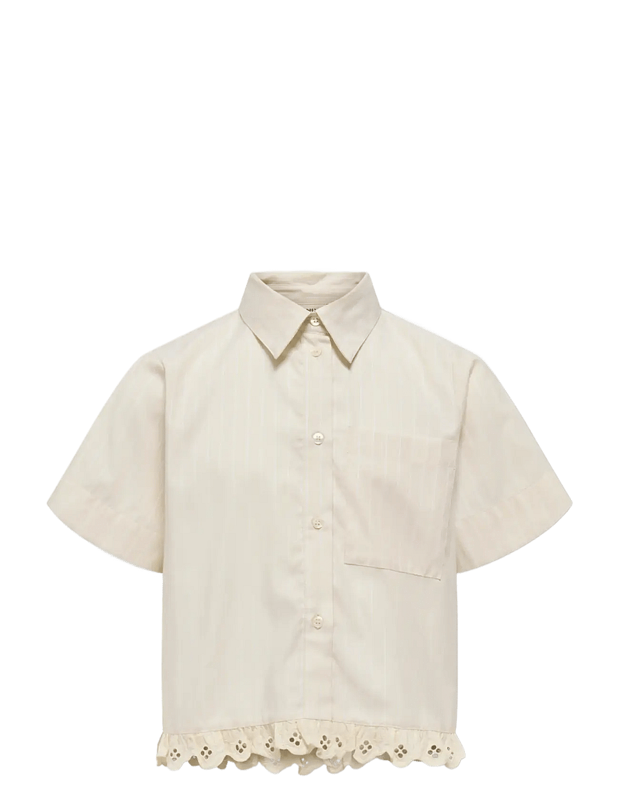 Kids Only - KOGIRISA SS EMBRIODERY SHIRT WVN - kortærmede skjorter - oatmeal - 0