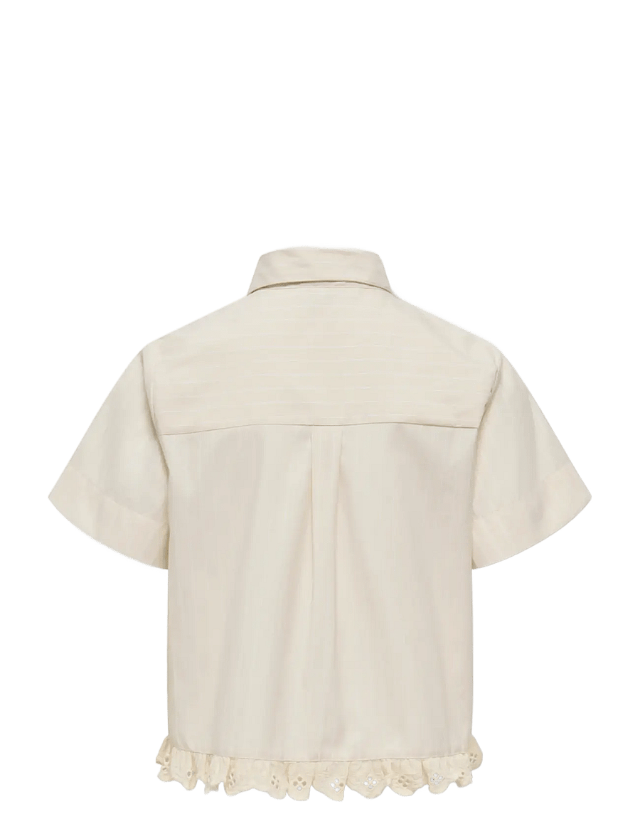 Kids Only - KOGIRISA SS EMBRIODERY SHIRT WVN - kortærmede skjorter - oatmeal - 1