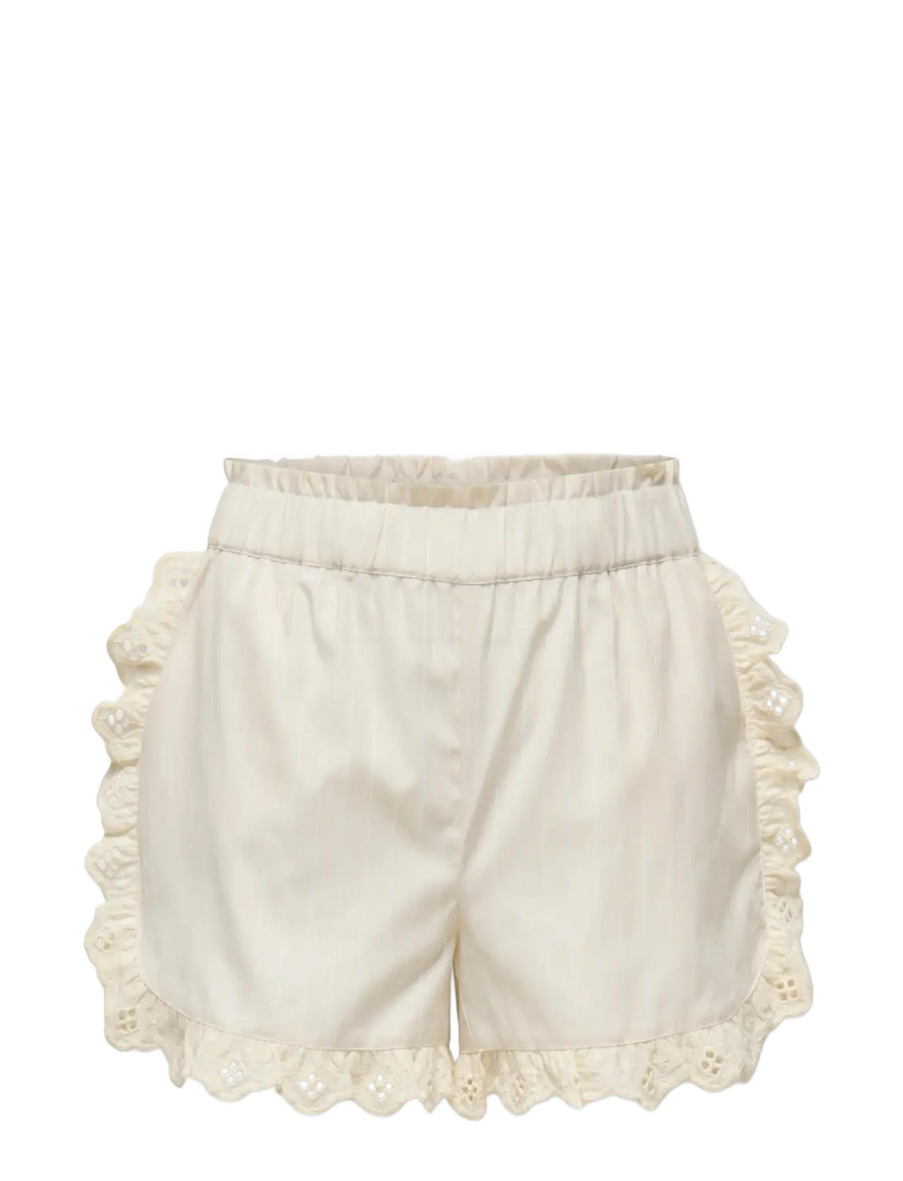 Kids Only KOGIRISA EMBROIDERY SHORTS WVN - Kläder - OATMEAL / cream