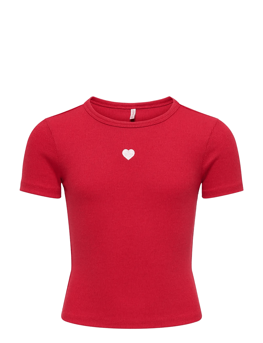 Kids Only - KOGELVA JUNE EMB S/S TEE CS JRS - lühikeste varrukatega t-särgid - barbados cherry - 0