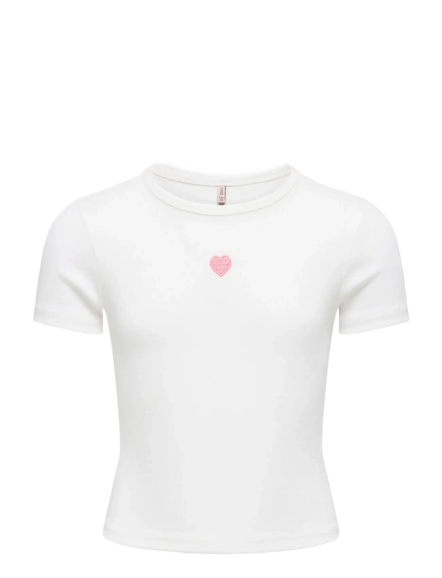 Kids Only - KOGELVA JUNE EMB S/S TEE CS JRS - lühikeste varrukatega t-särgid - cloud dancer - 0
