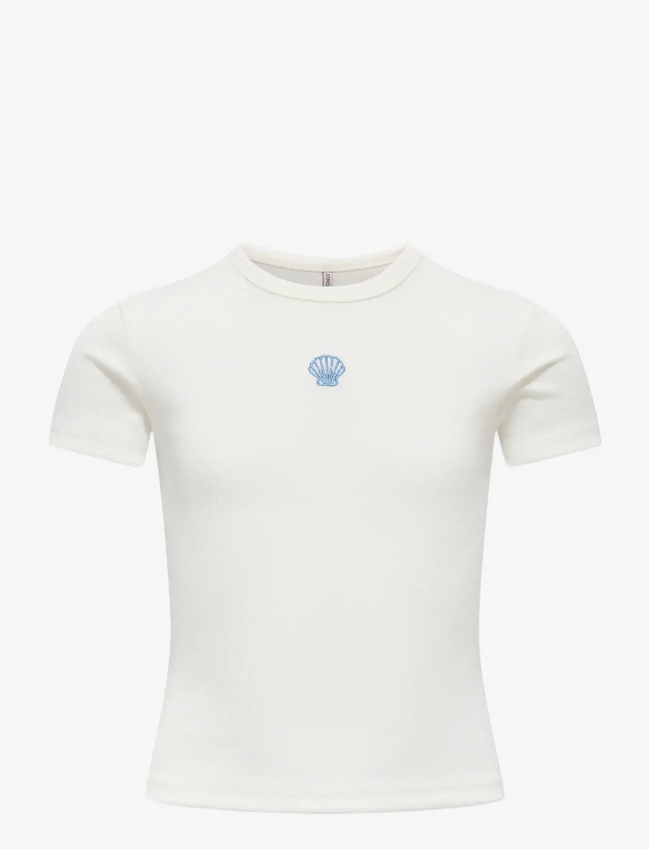 Kids Only - KOGELVA JUNE EMB S/S TEE CS JRS - kortærmede t-shirts - cloud dancer - 1
