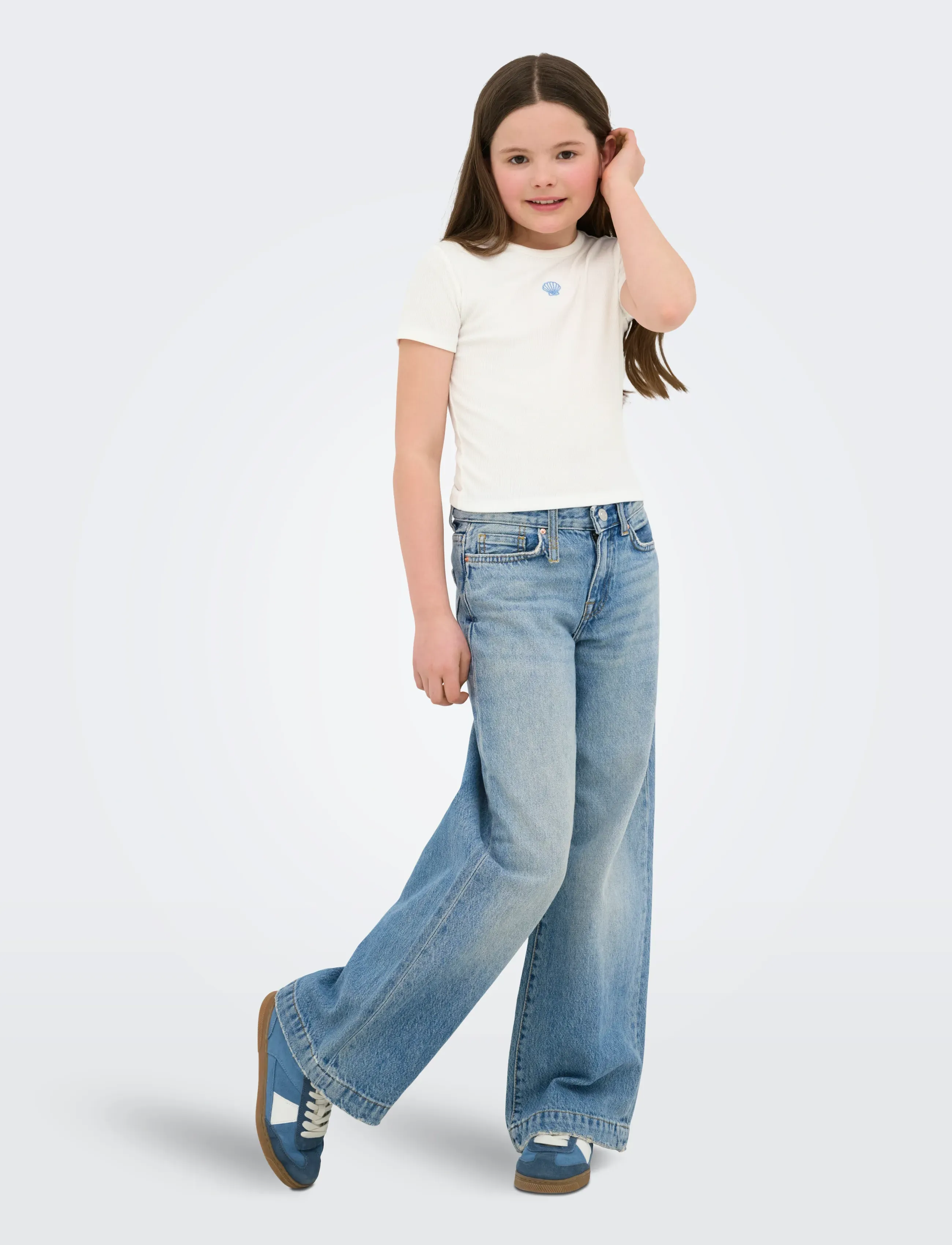 Kids Only - KOGELVA JUNE EMB S/S TEE CS JRS - lühikeste varrukatega t-särgid - cloud dancer - 4
