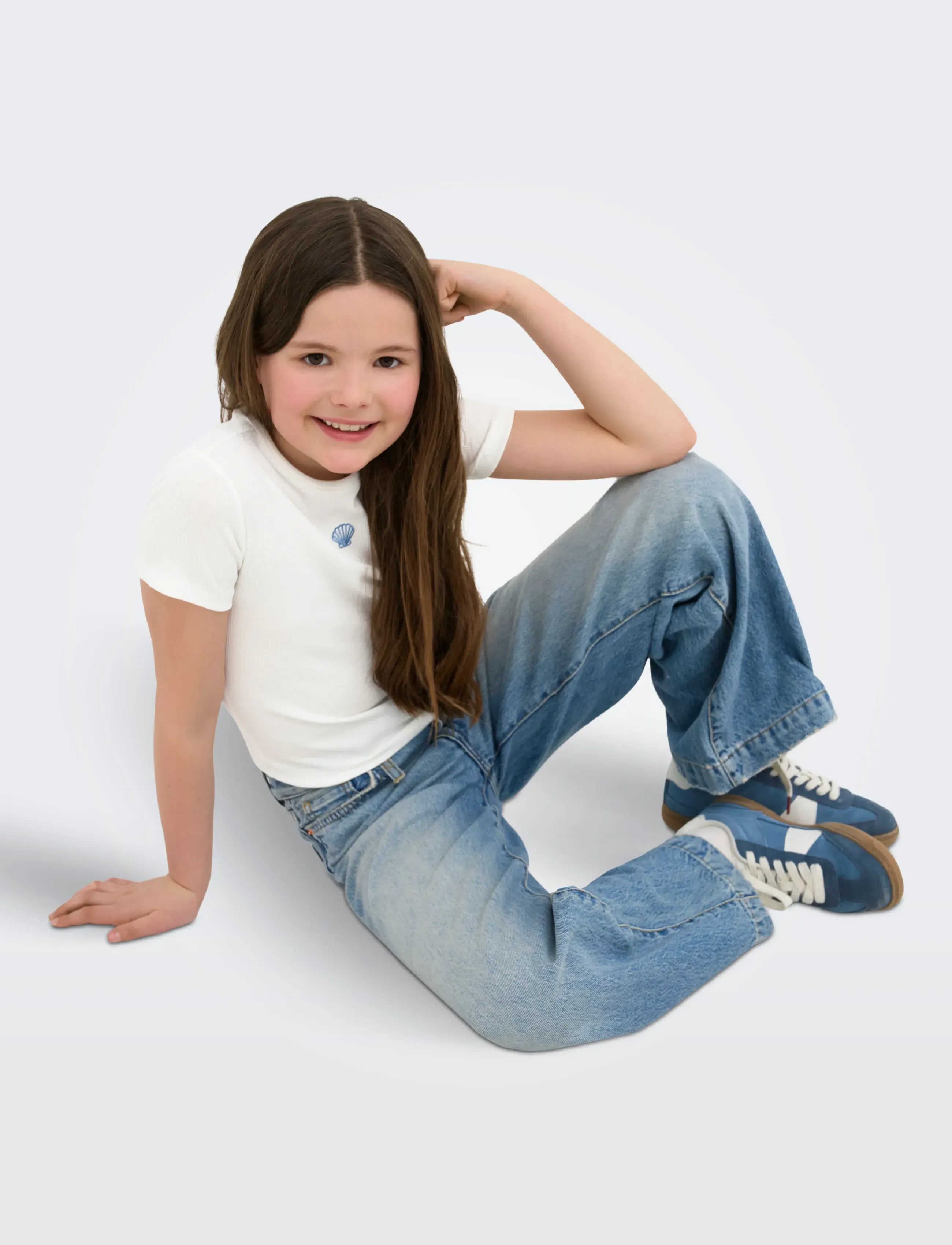 Kids Only - KOGELVA JUNE EMB S/S TEE CS JRS - lühikeste varrukatega t-särgid - cloud dancer - 5